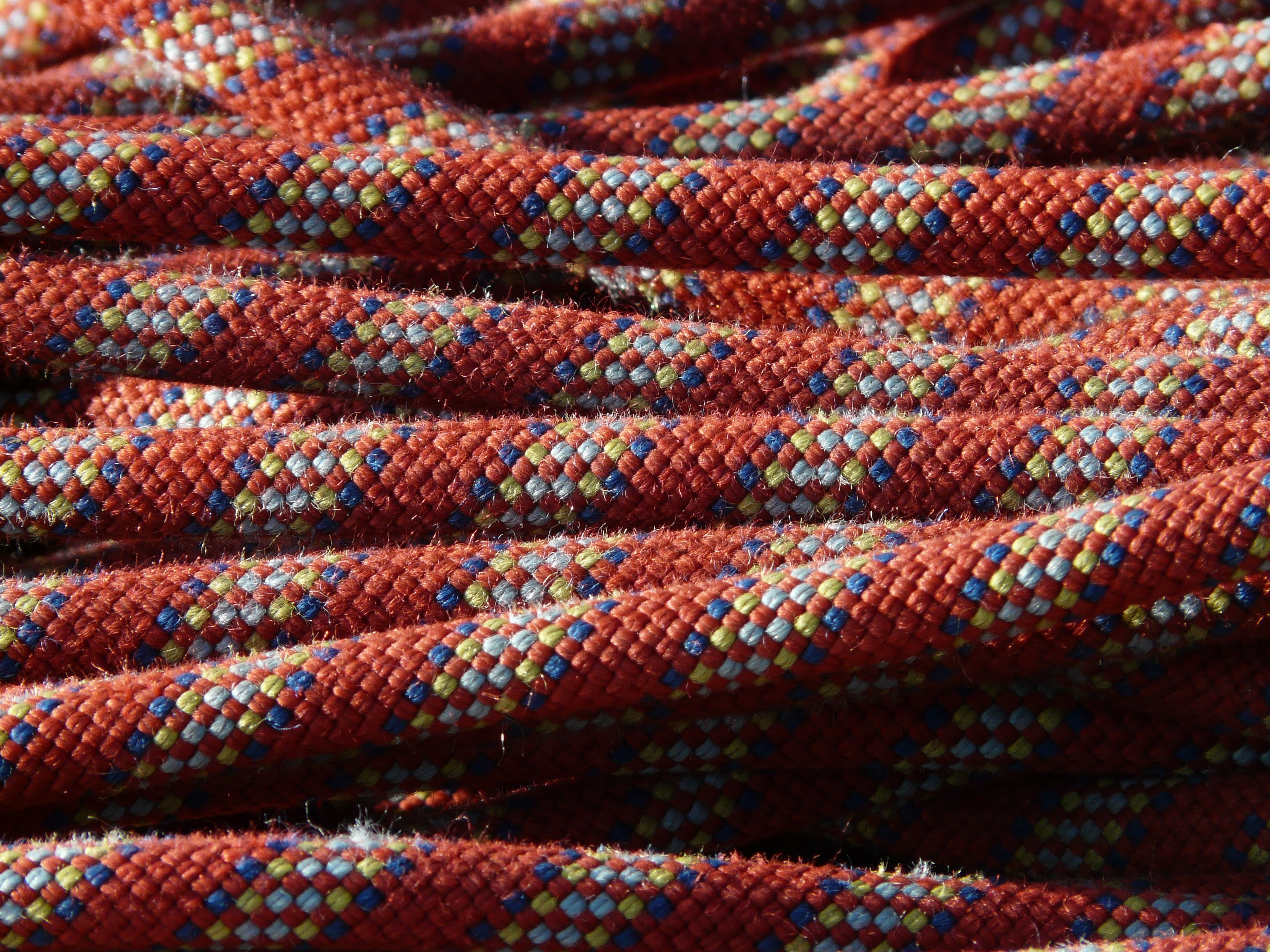 day, 2K, strength, abseil, secure, blanket, backgrounds, full frame, multi colored, textured, pattern, brown, climb, outdoors, no people, intricacy, climbing rope, HD Wallpaper