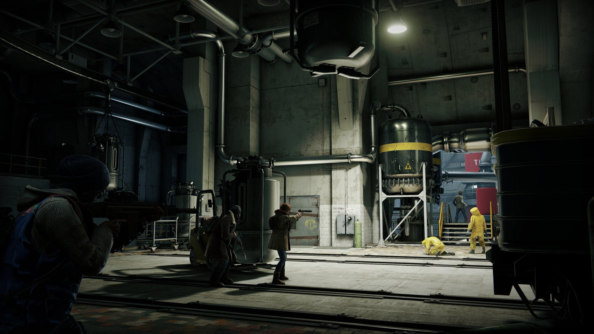 abandoned, real people, building, people, built structure, night, men, old, architecture, standing, 1080P, indoors, fuel and power generation, pipe - tube, HD Wallpaper
