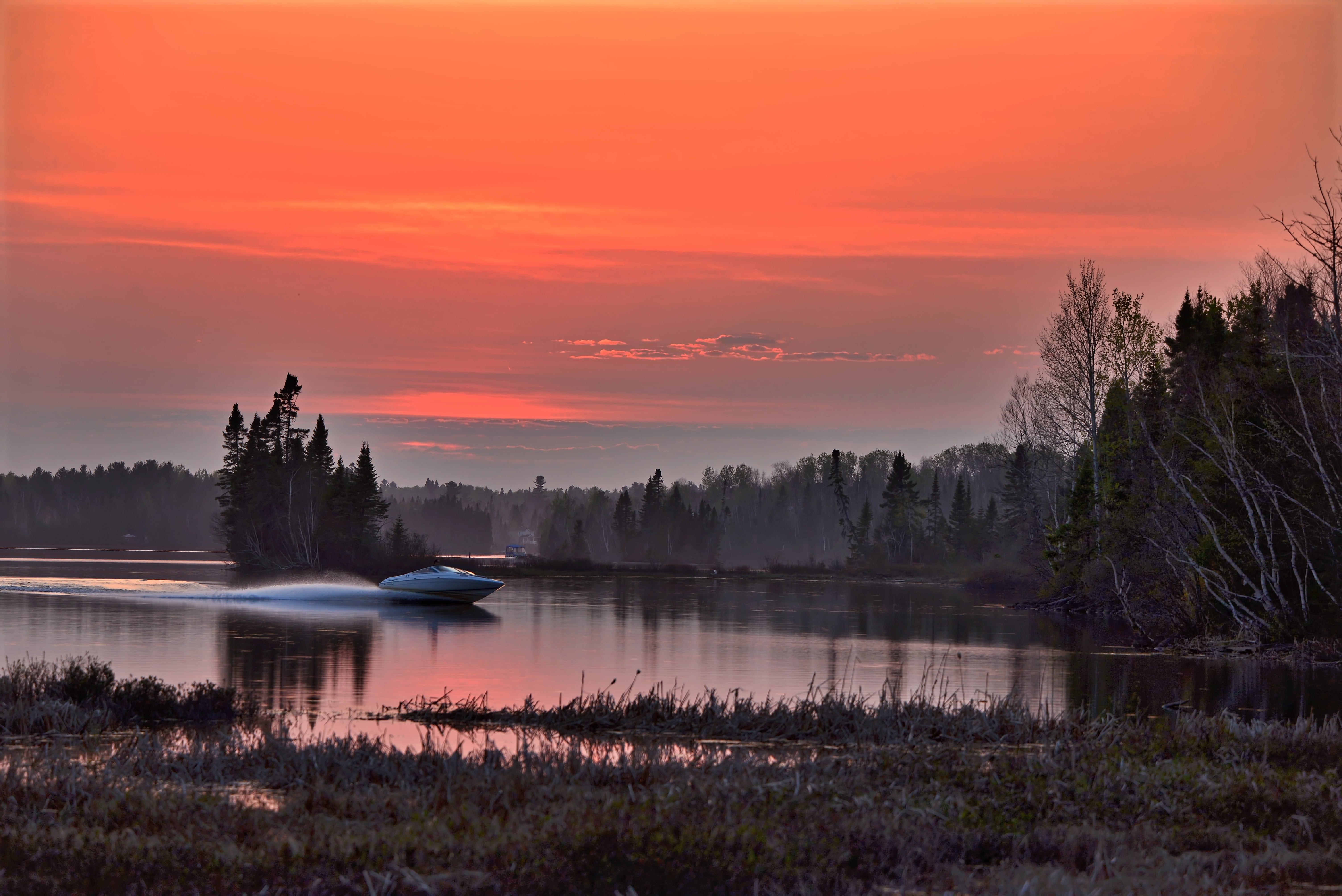 outdoors, sky, canada, nature, sunset, tree, scenics - nature, plant, non-urban scene, reflection, water, beauty in nature, dusk, dramatic sky, tranquility, HD Wallpaper