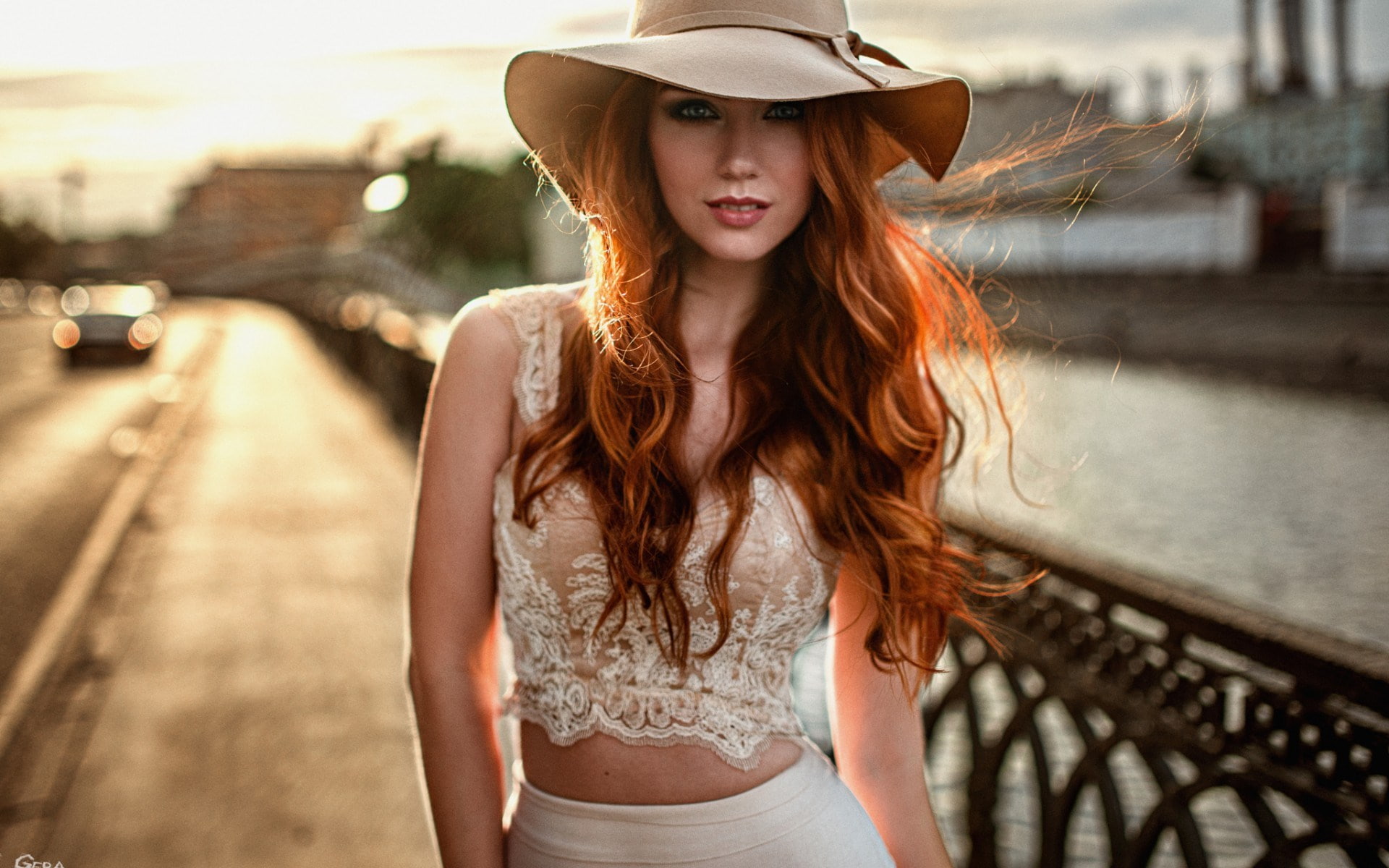 front view, portrait, beauty, adult, fashion, beautiful woman, brown hair, hairstyle, 1080P, young women, women, hat, long hair, one person, hair, focus on foreground, HD Wallpaper