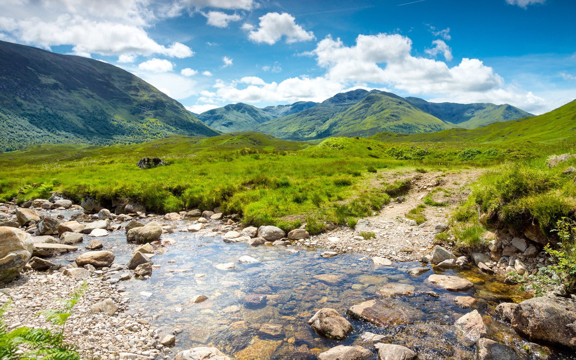tranquil scene, land, mountain peak, mountain, flowing, landscape, 1080P, non-urban scene, stream - flowing water, photo nature beauty image 1920x1200, HD Wallpaper