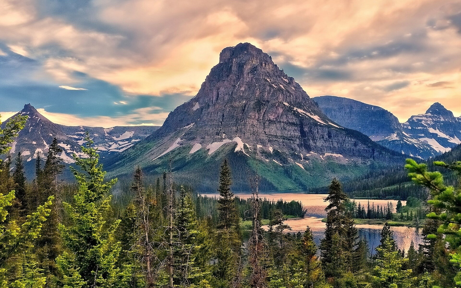 mountain peak, tree, photo nature beauty images 1920x1200, coniferous tree, beauty in nature, sunset, no people, environment, tranquility, land, tranquil scene, HD Wallpaper