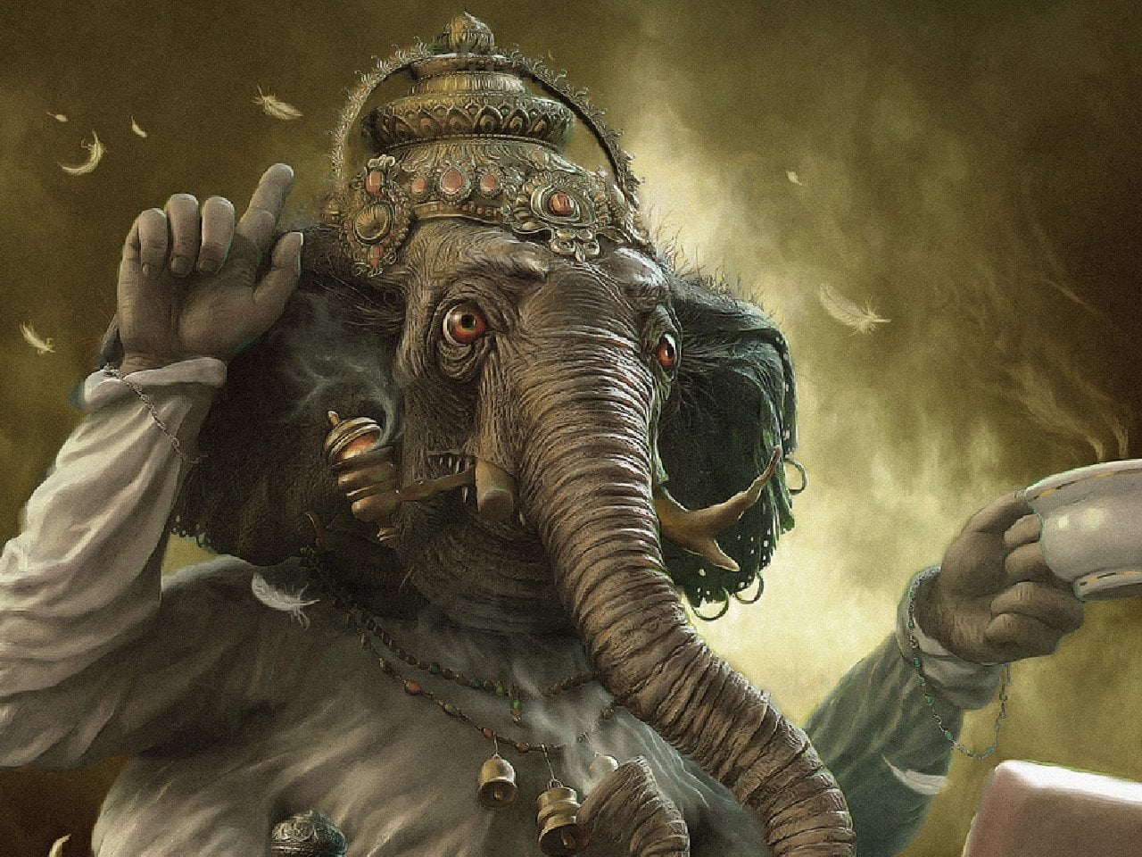 place of worship, human representation, art, art and craft, spirituality, hinduism, statue, Ganesh, representation, fantasy, close-up, elephant, andrew ferez, HD Wallpaper