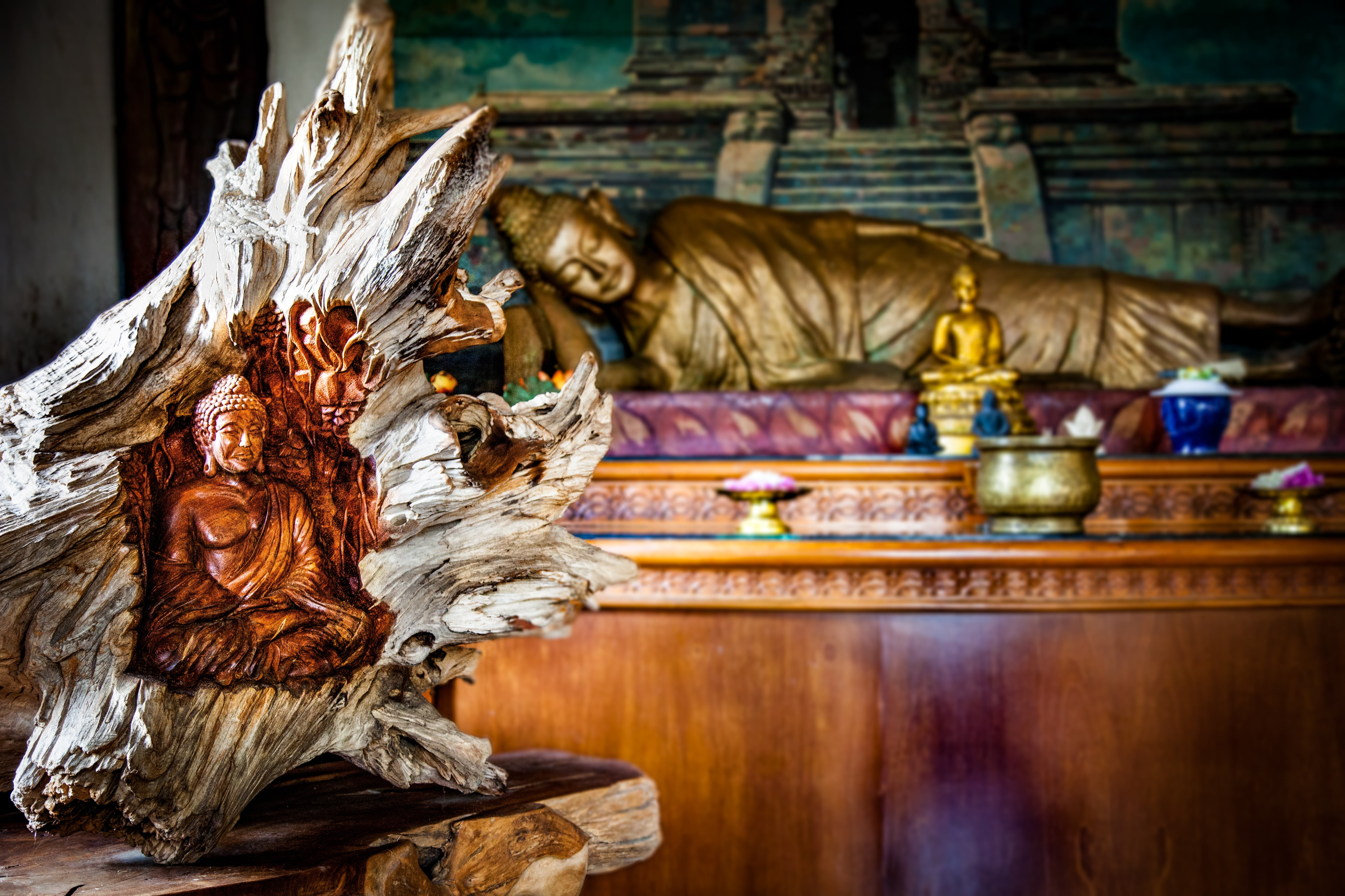 gilded, craft, cultures, sculpture, bali, no people, place of worship, indoors, spirituality, budda, asia, architecture, gold colored, buddhism, building, HD Wallpaper