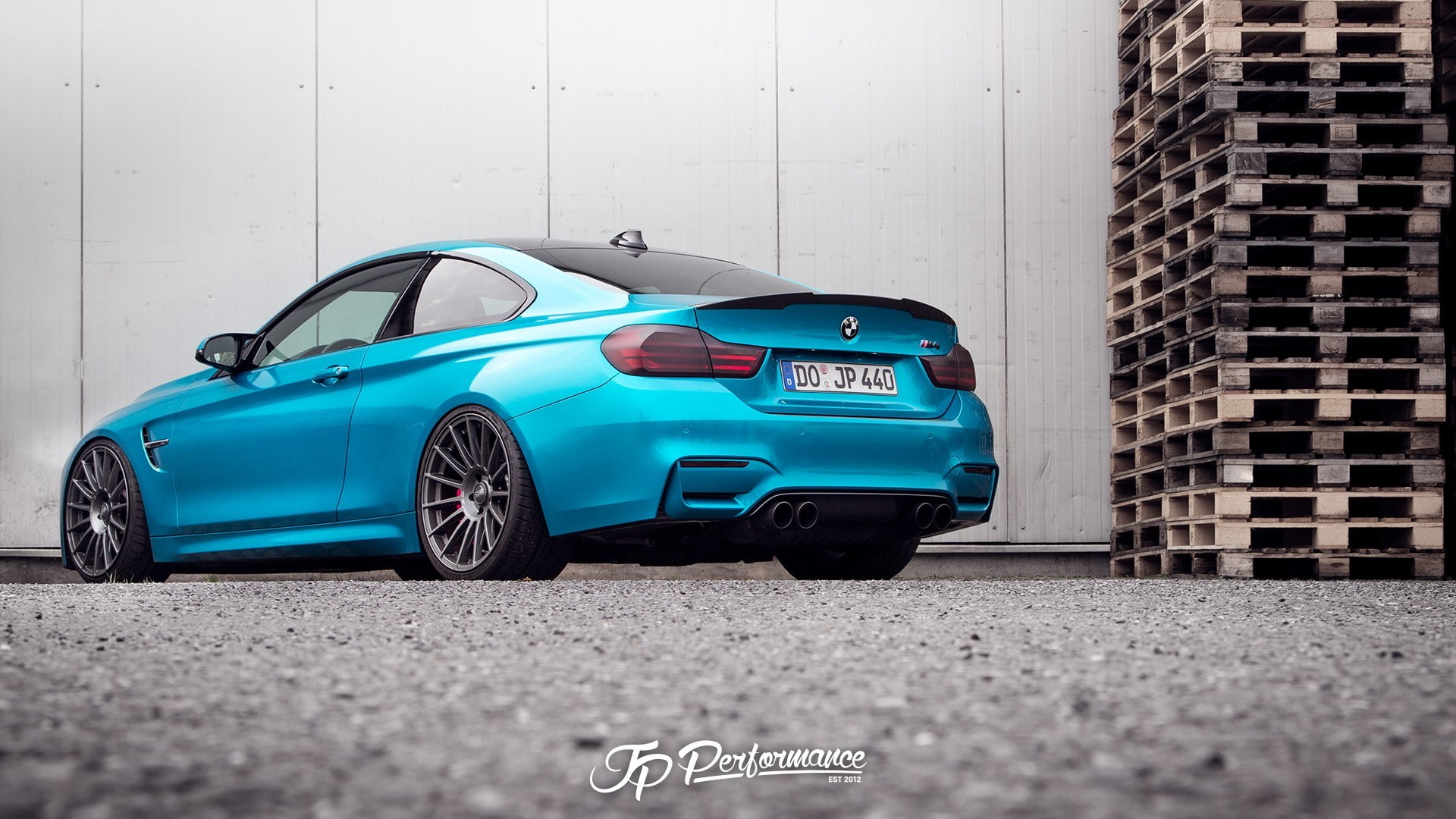 blue, no people, text, built structure, communication, parking, road, bmw jp performance bmw m4 blue cars car, stationary, 1080P, architecture, building exterior, HD Wallpaper