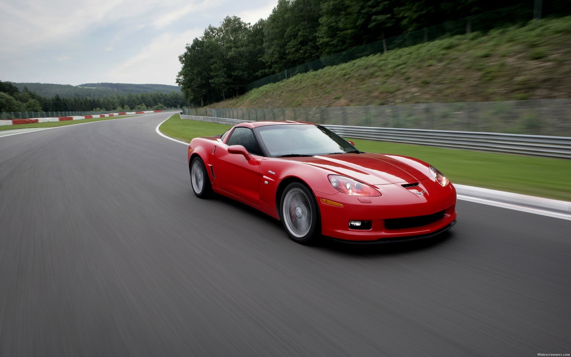 blurred motion, road, car, sports car, tree, mustang, auto racing, transportation, 1080P, outdoors, mode of transportation, Chevrolet Corvette, nature, HD Wallpaper