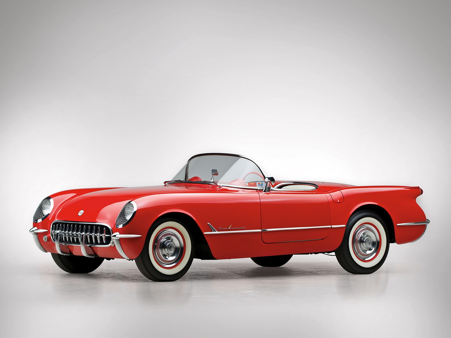 land vehicle, sports car, chevrolet corvette c1, retro styled, luxury, wheel, indoors, 1080P, mode of transportation, racecar, red, wealth, convertible, HD Wallpaper