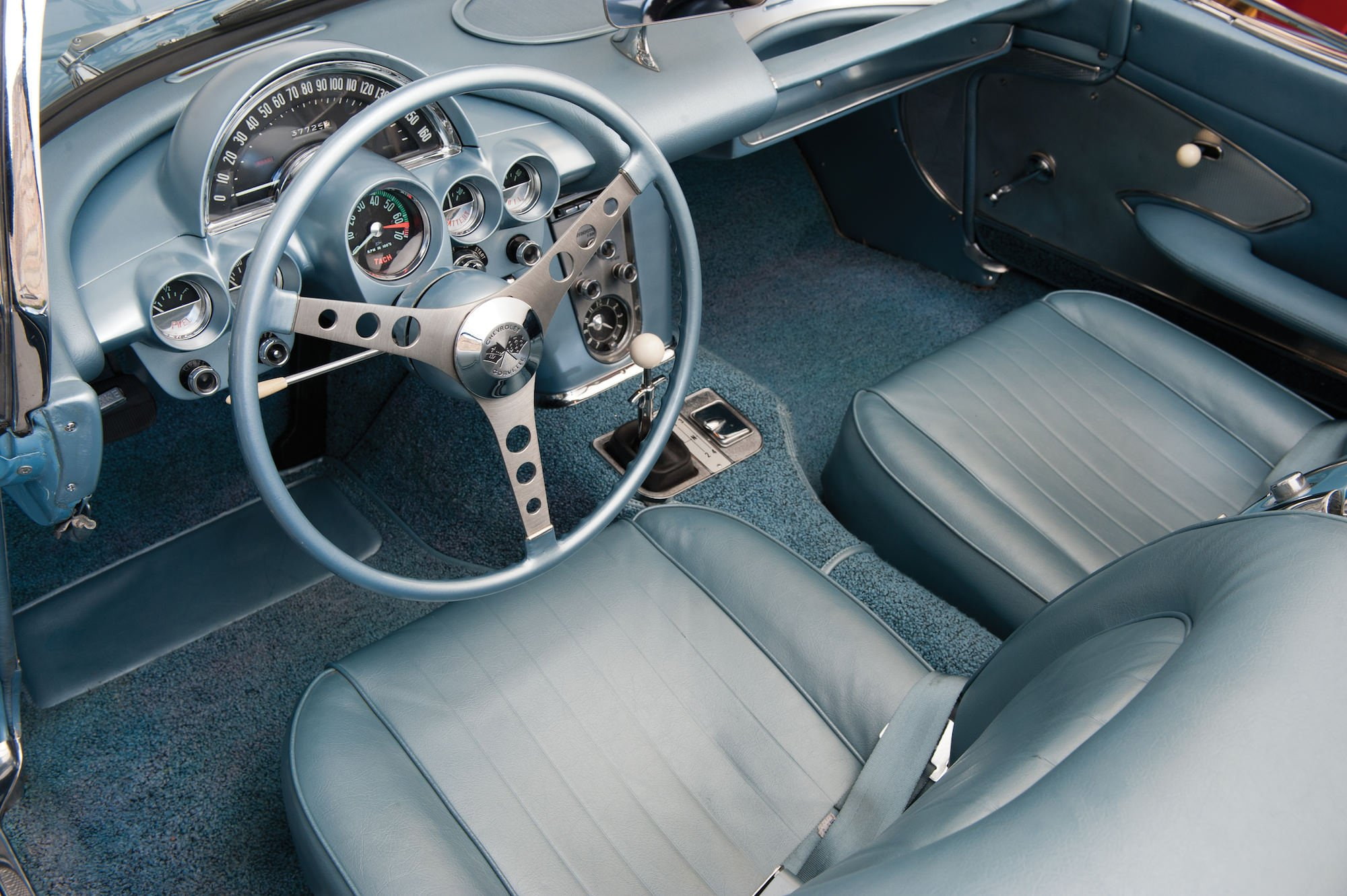 1960, chevrolet, (c1), 1080P, blue, classic, cars, interior, convertible, corvette, HD Wallpaper