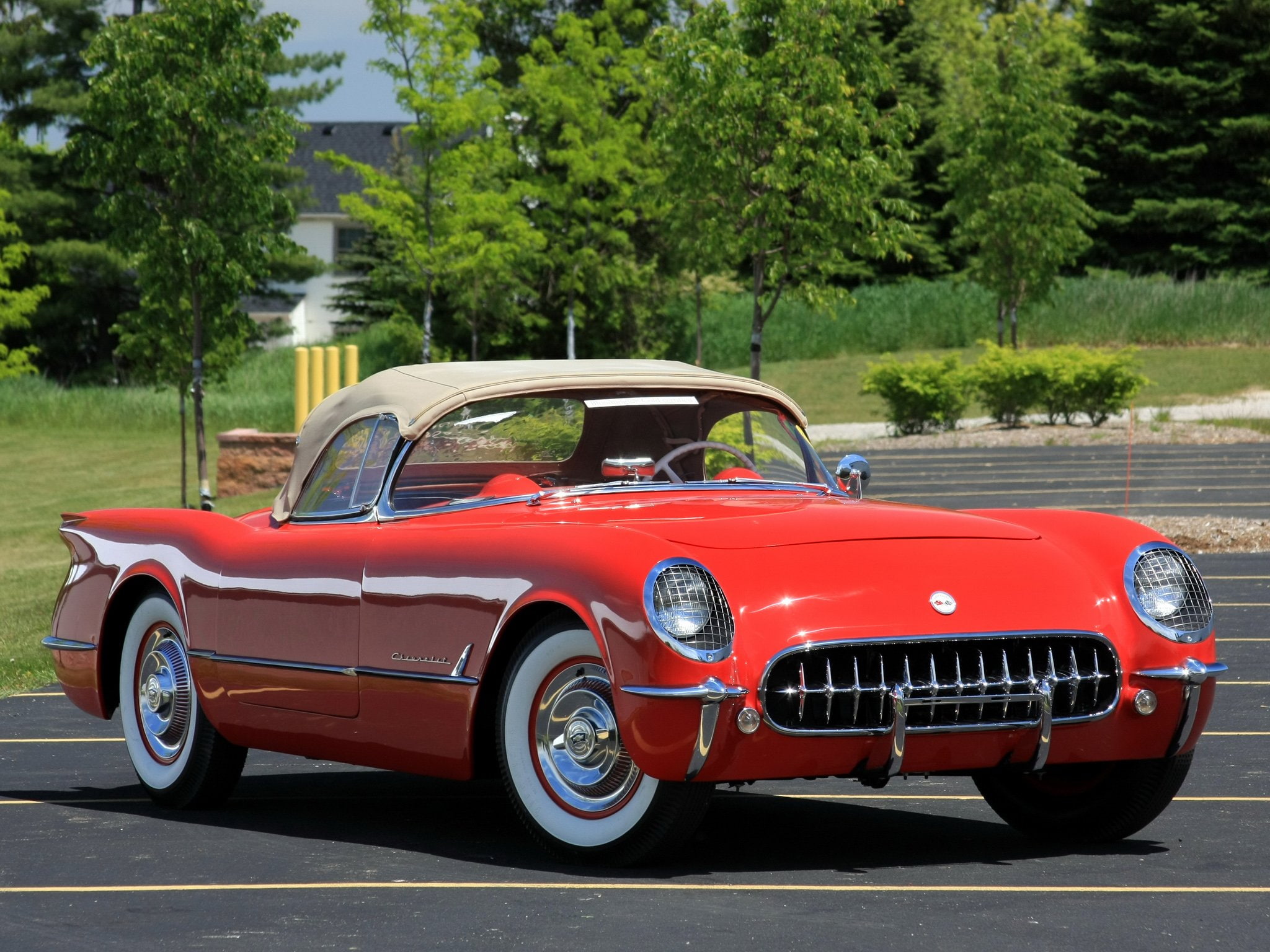 sportsman, cars, 1080P, (c1), 1954, chevrolet, red, classic, corvette, HD Wallpaper