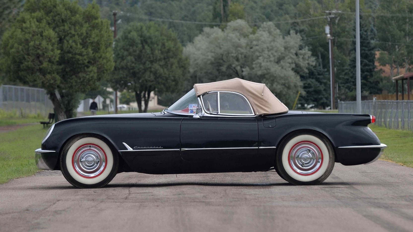 black, roadster, 1954, (c1), corvette, 720P, cars, chevrolet, HD Wallpaper