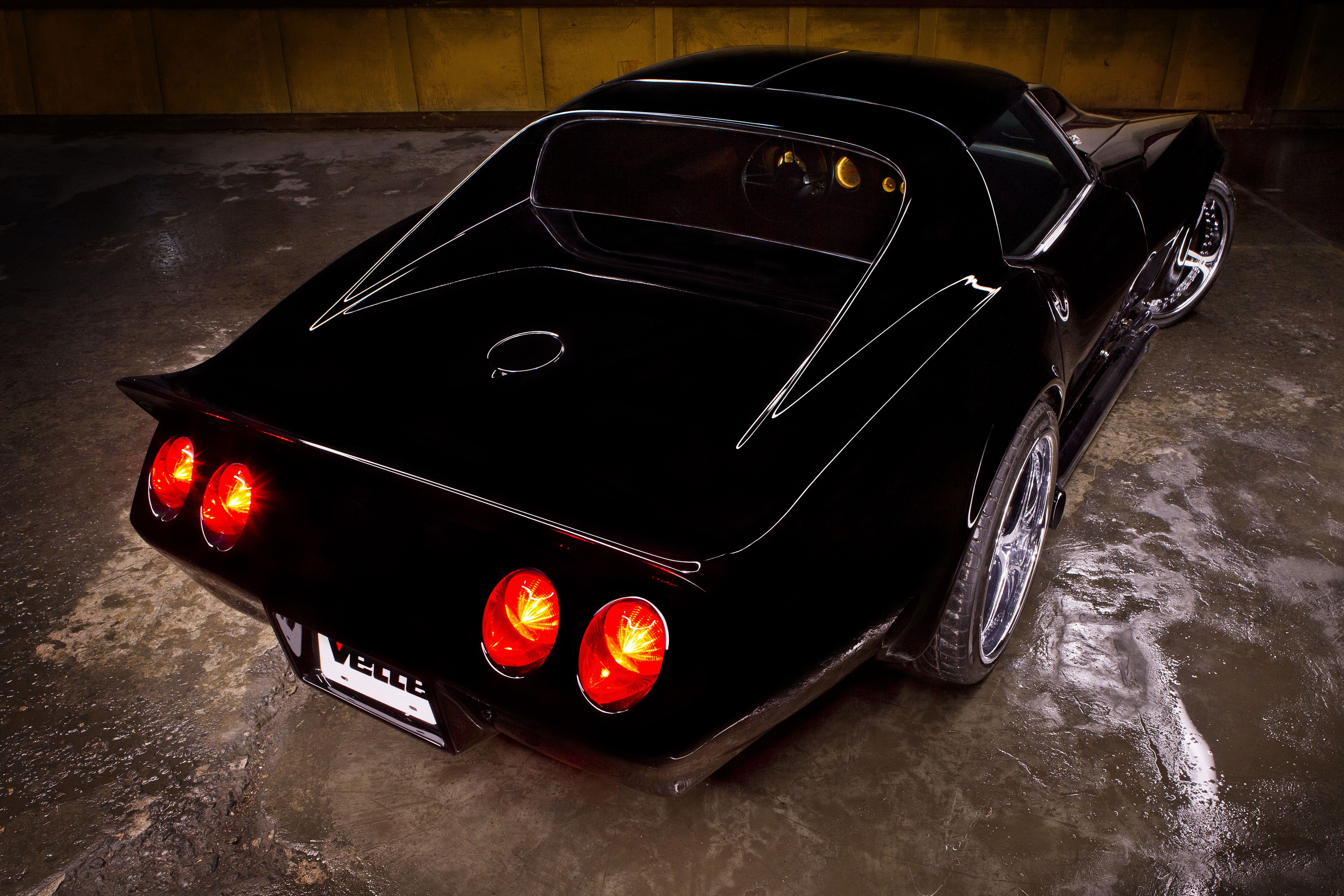 (c3), modified, black, chevrolet, 1976, 5K, corvette, cars, HD Wallpaper
