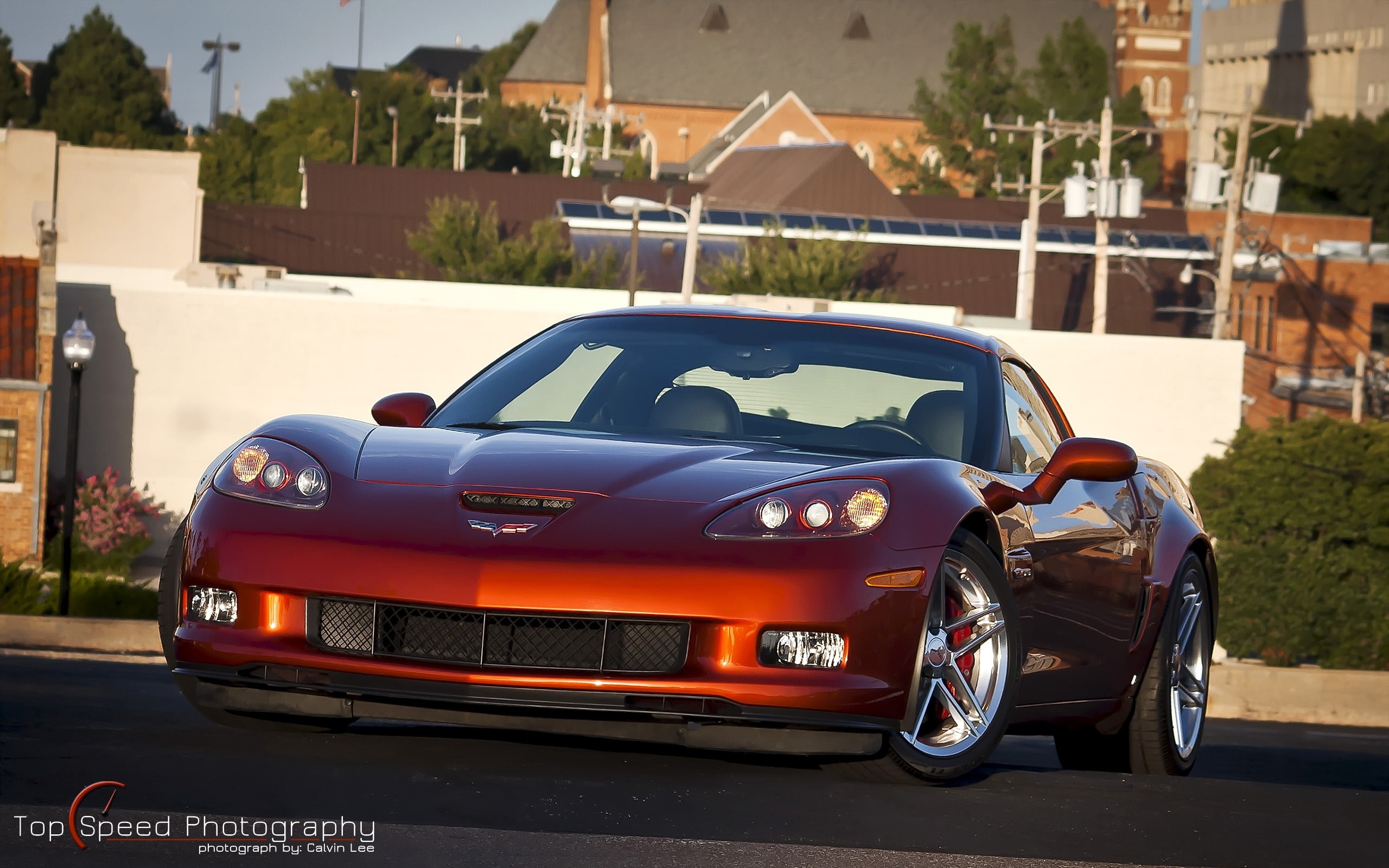 sunset, C6, 2006, chevy, z, art, metallic, 2K, corvette, cars, c, chevrolet, hd, orange, HD Wallpaper