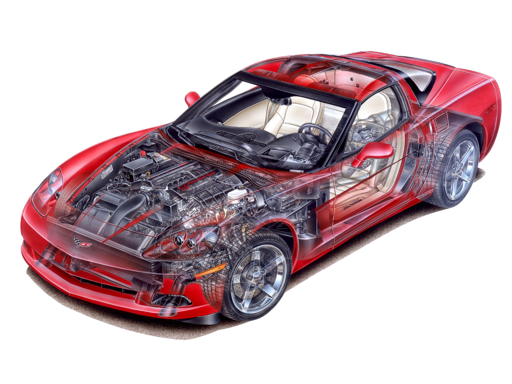chevrolet, cutaway, 1080P, corvette-c6, mki, 2005, HD Wallpaper