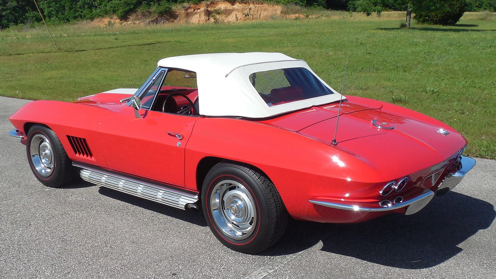 red, chevrolet, (c2), convertible, cars, corvette, 720P, 1967, HD Wallpaper