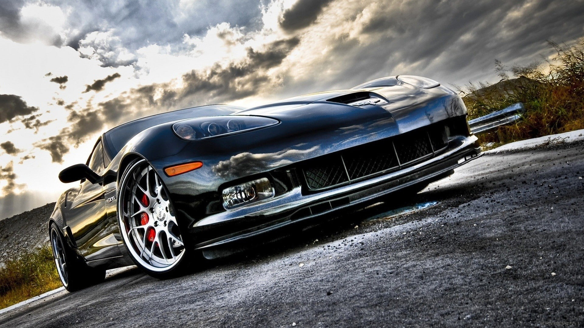 z, 1080P, hd, clouds, chevrolet, corvette, cars, z06, hdr, HD Wallpaper