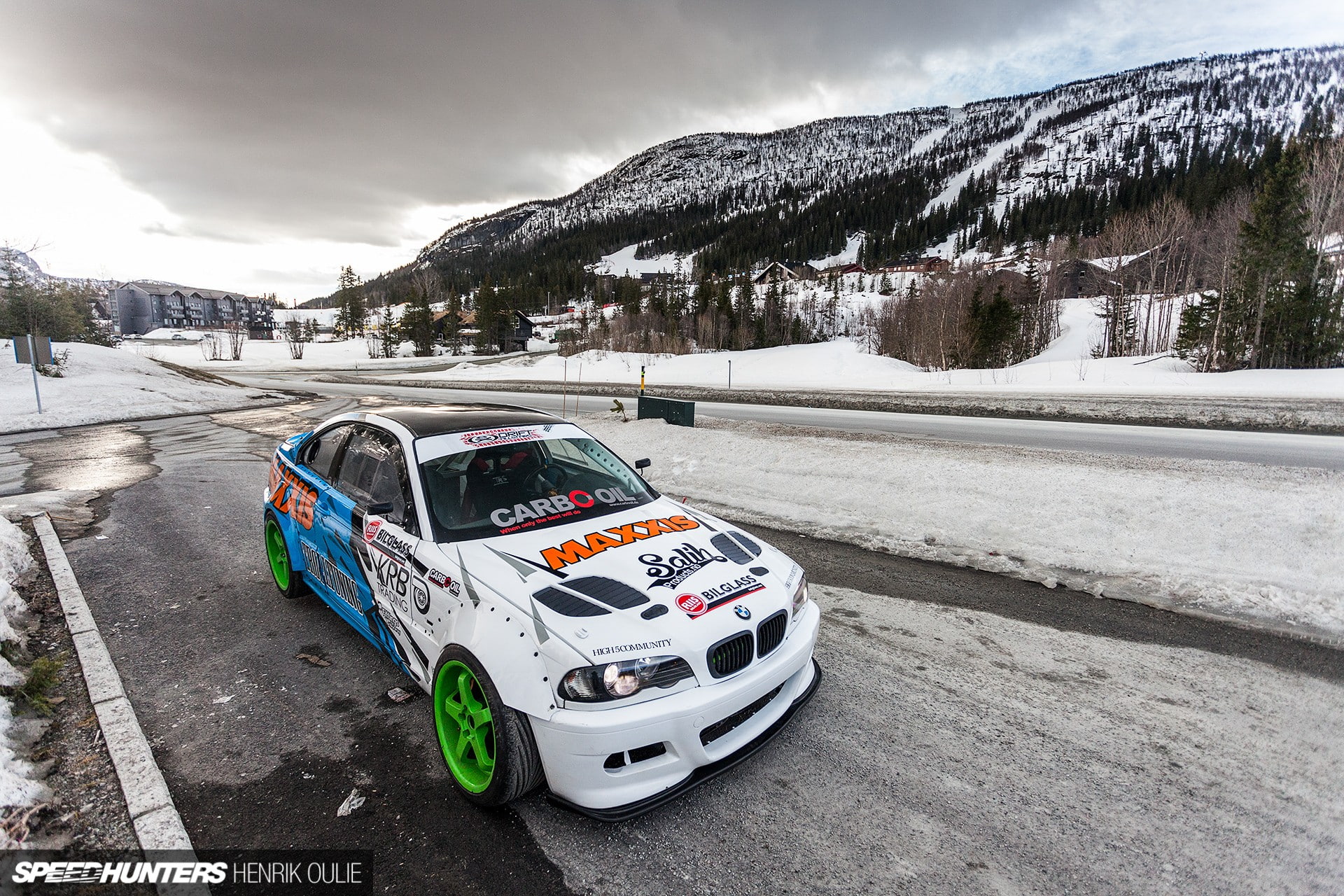 mode of transportation, drift, car, cold temperature, Speedhunters, BMW, outdoors, sky, snowcapped mountain, 1080P, day, nature, sport, city, beauty in nature, HD Wallpaper