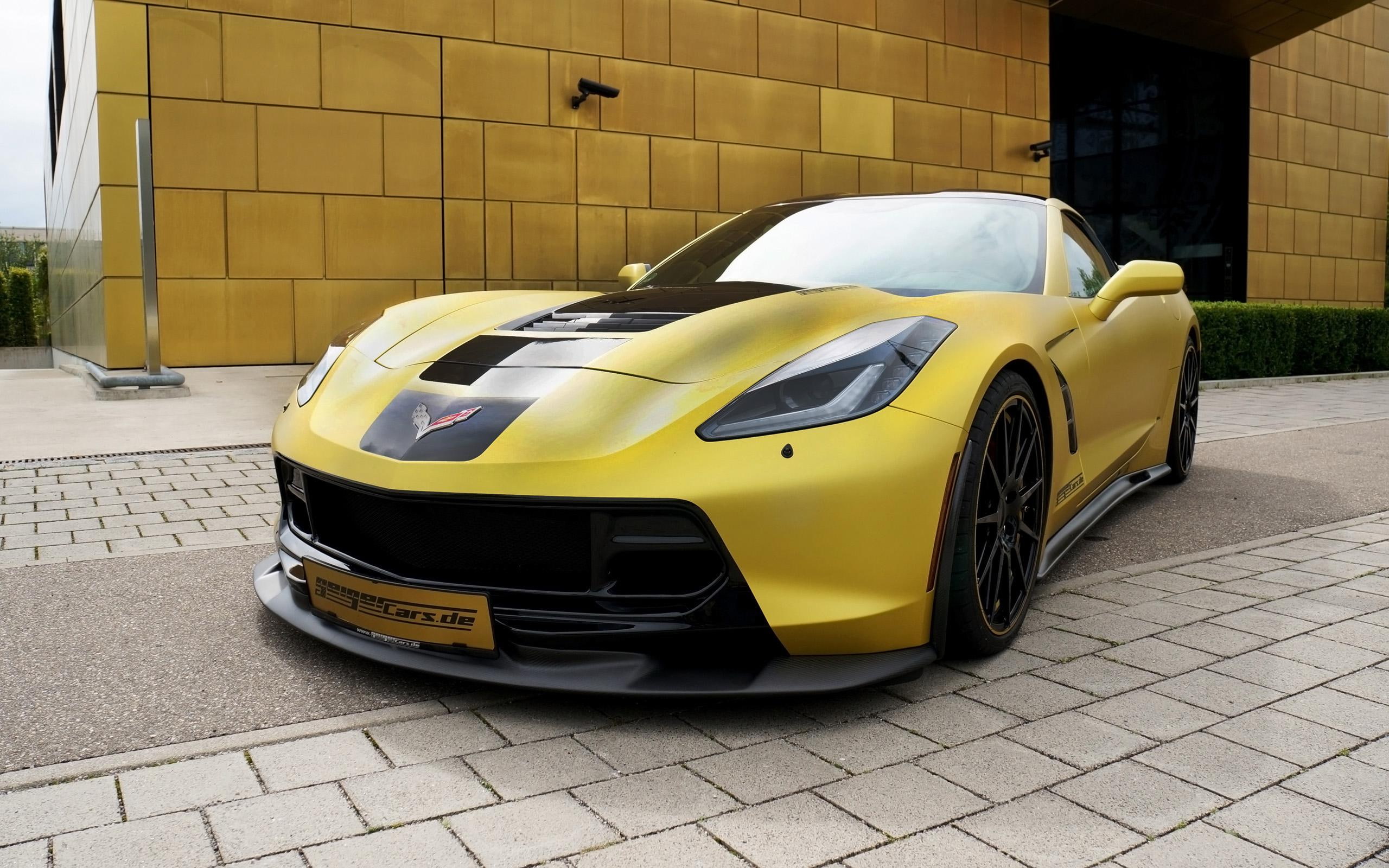 corvette, geigercars, black, car, 2014, c, 2K, cars, chevrolet, yellow, sports, stingray, HD Wallpaper