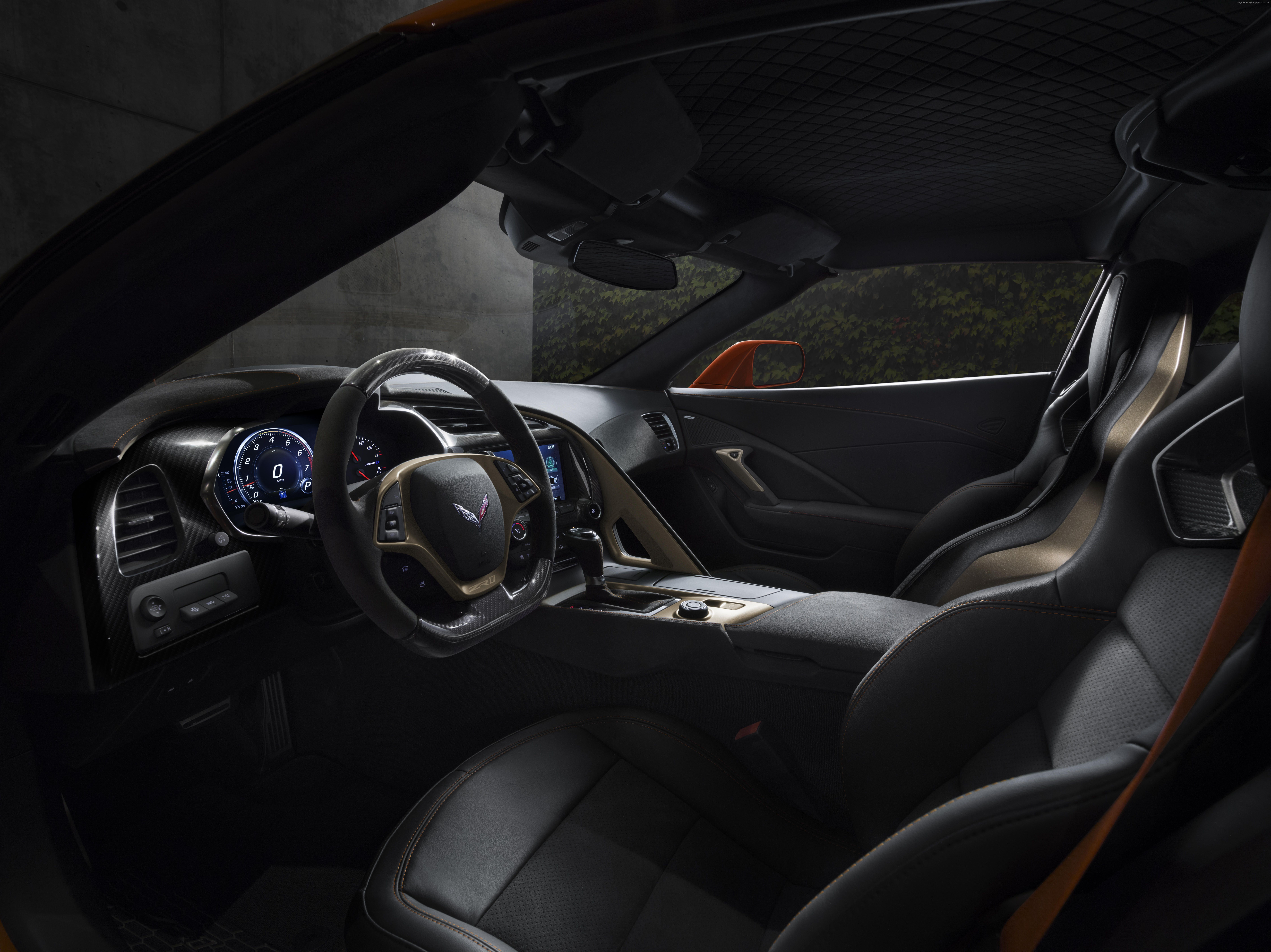 motor vehicle, glass - material, land vehicle, dashboard, 2018 Cars, luxury, mode of transportation, no people, seat, car interior, travel, close-up, Chevrolet Corvette ZR1, HD Wallpaper