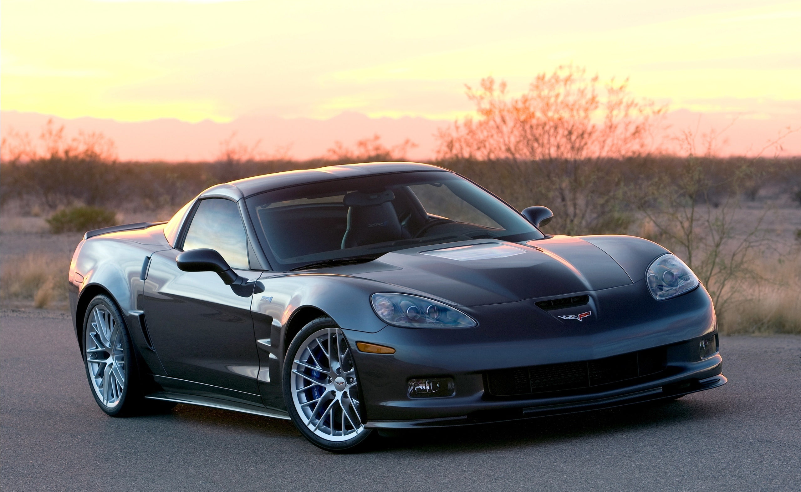 Corvette, luxury, Cars, sky, nature, motor vehicle, retro styled, land vehicle, headlight, outdoors, blue, 2K, sports, Chevrolet, 2009, car, road, transportation, HD Wallpaper