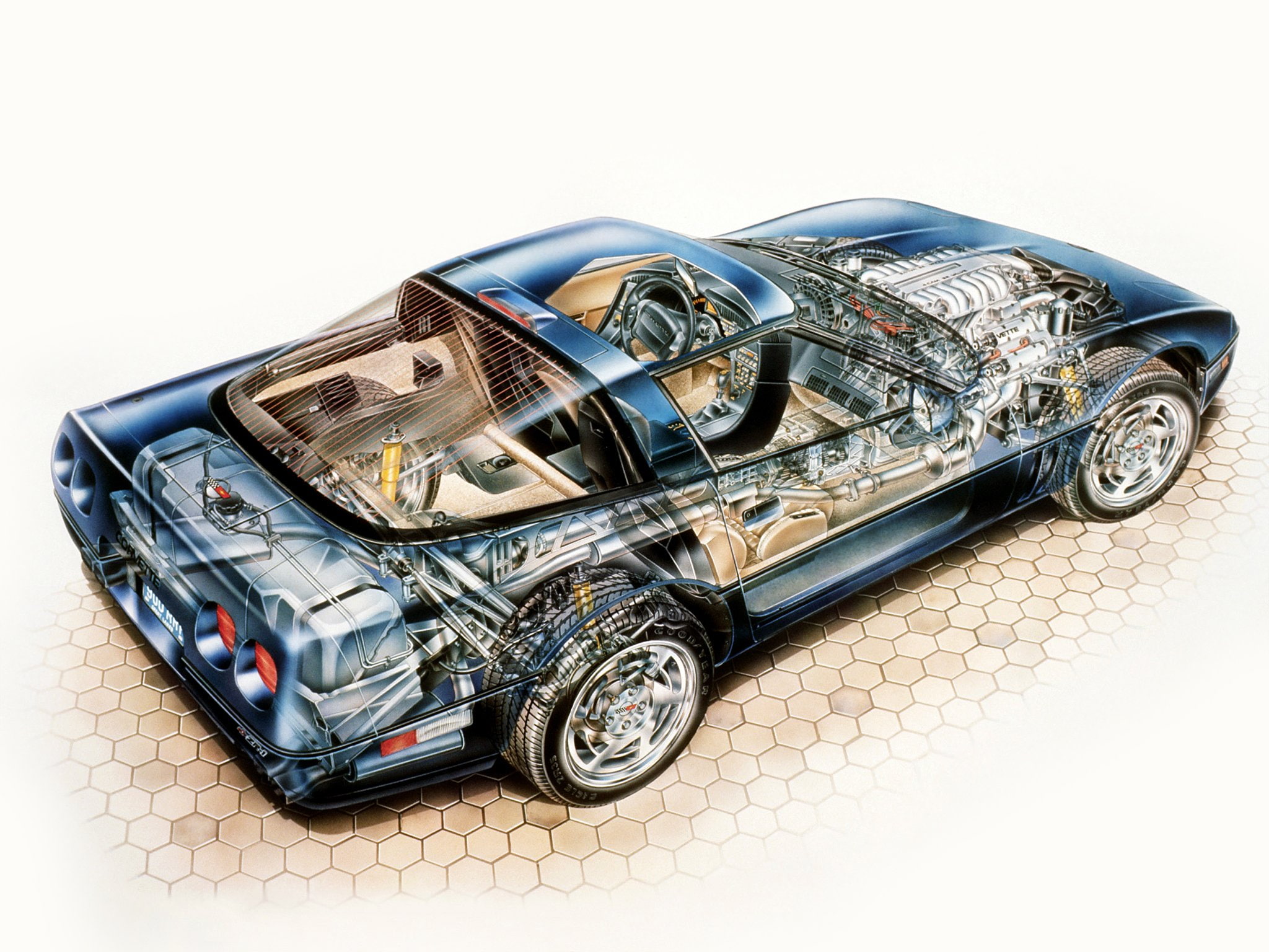 1990, coupe, engine, corvette, 1080P, supercar, muscle, zr1, chevrolet, interior, cutaway, HD Wallpaper