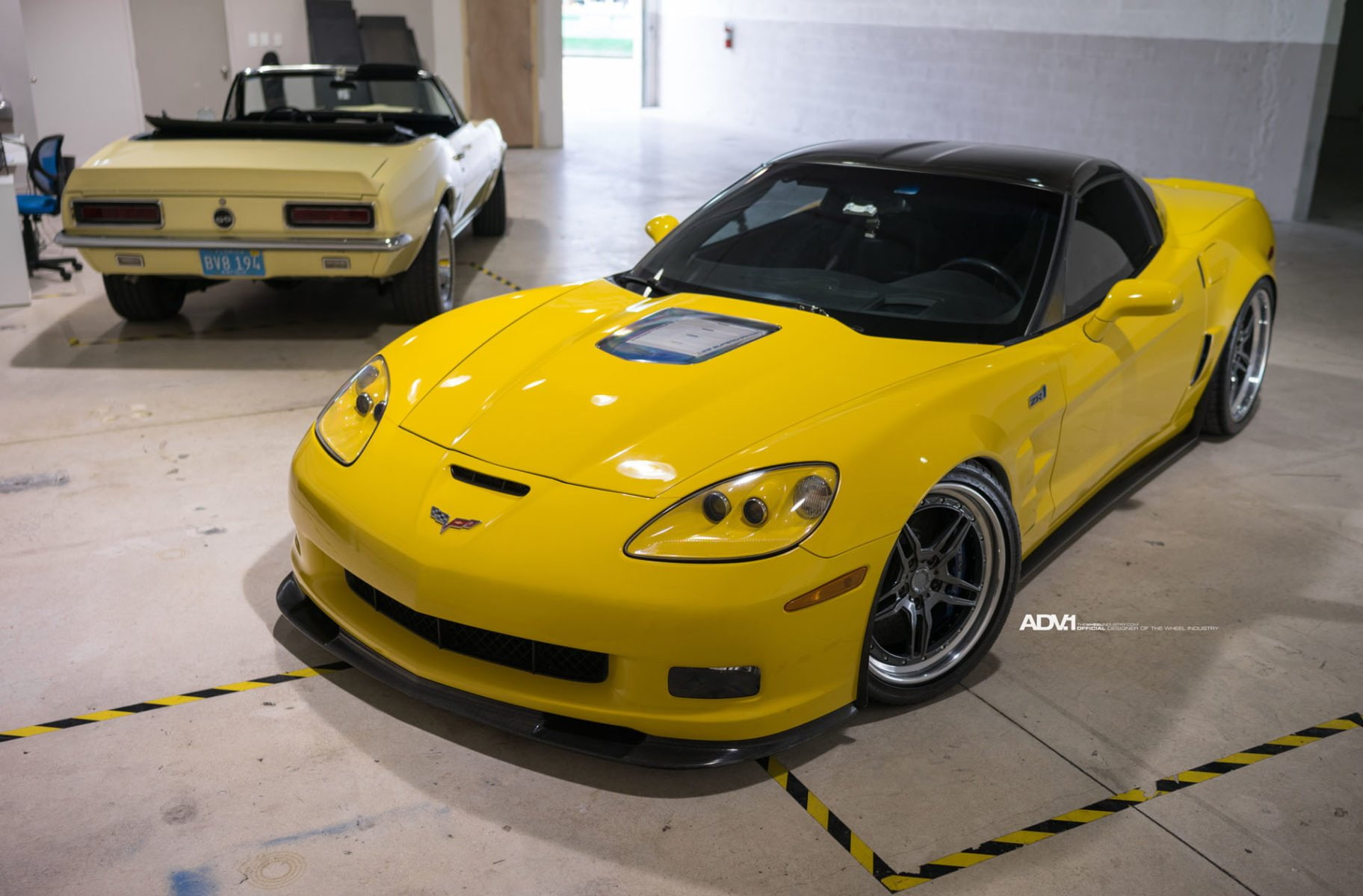 chevrolet, wheels, corvette, yellow, (c6), zr1, adv1, cars, 720P, HD Wallpaper