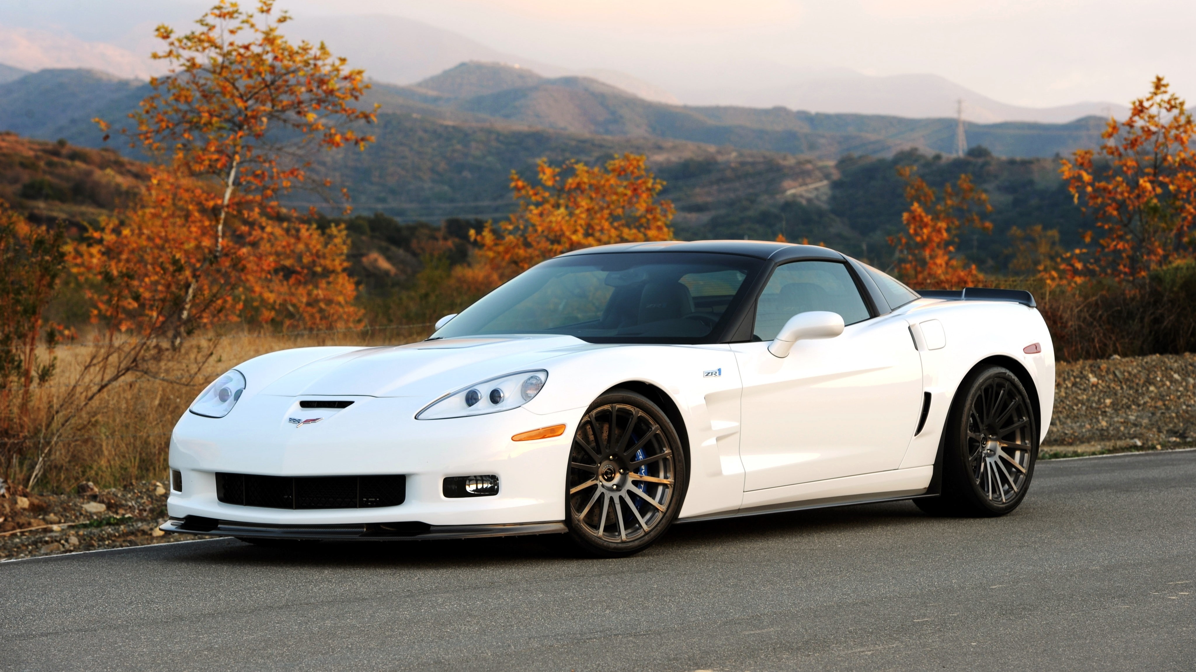 motor vehicle, Corvette, White, plant, sport, mode of transportation, car, white color, Zr1, road, Chevrolet, wheel, mountain, transportation, nature, sky, HD Wallpaper