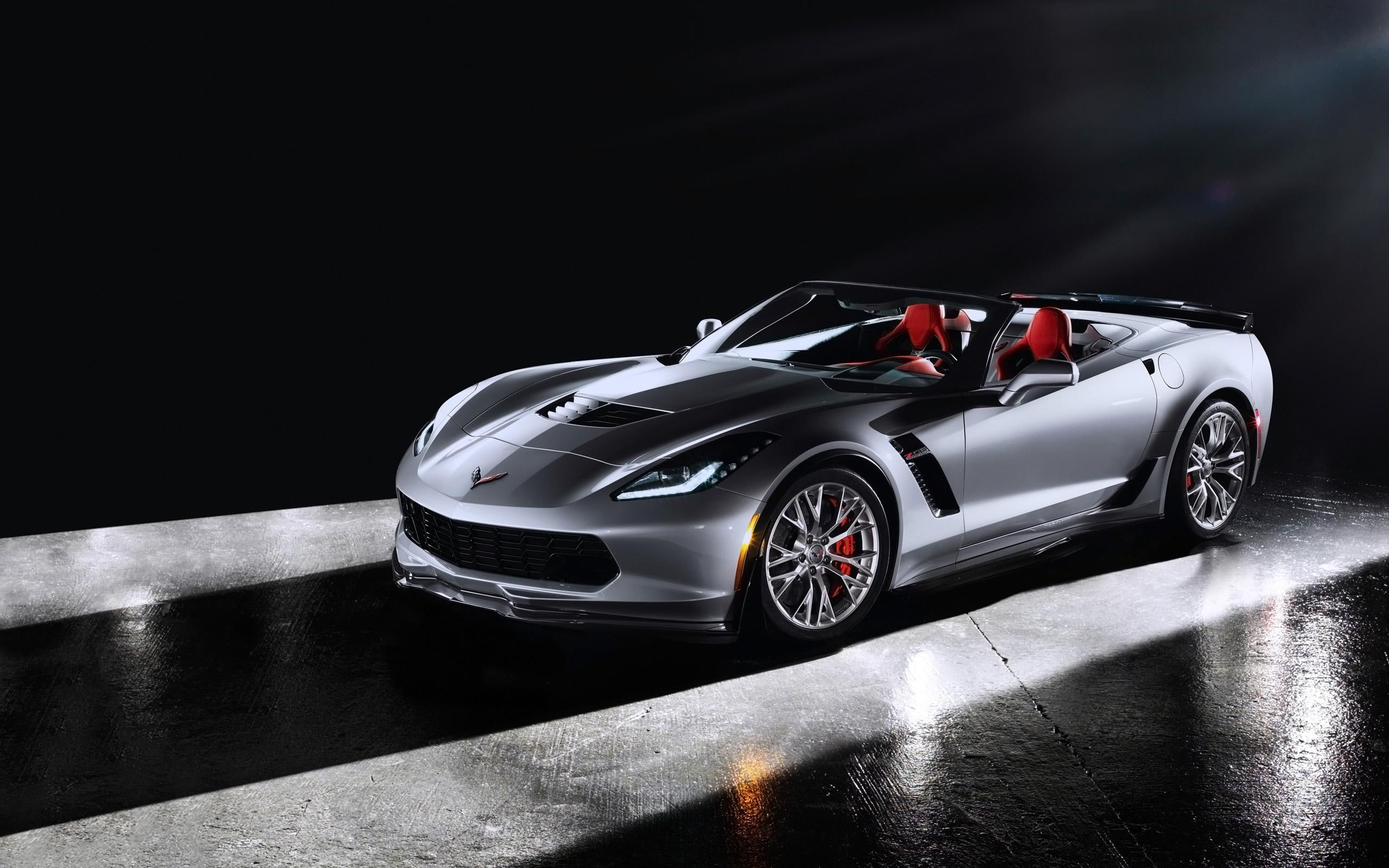 2K, 2015, corvette, chevrolet, z, convertible, coupe, gray, cars, HD Wallpaper
