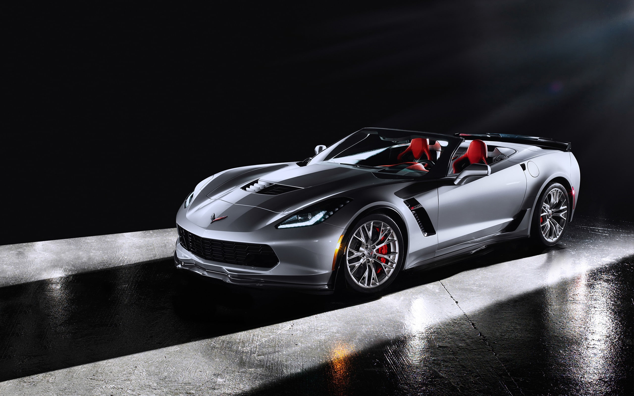 no people, auto racing, shiny, racecar, motorsport, car, chrome, sports car, indoors, sport, elegance, luxury, 2015 chevrolet corvette z06 car convertible, HD Wallpaper
