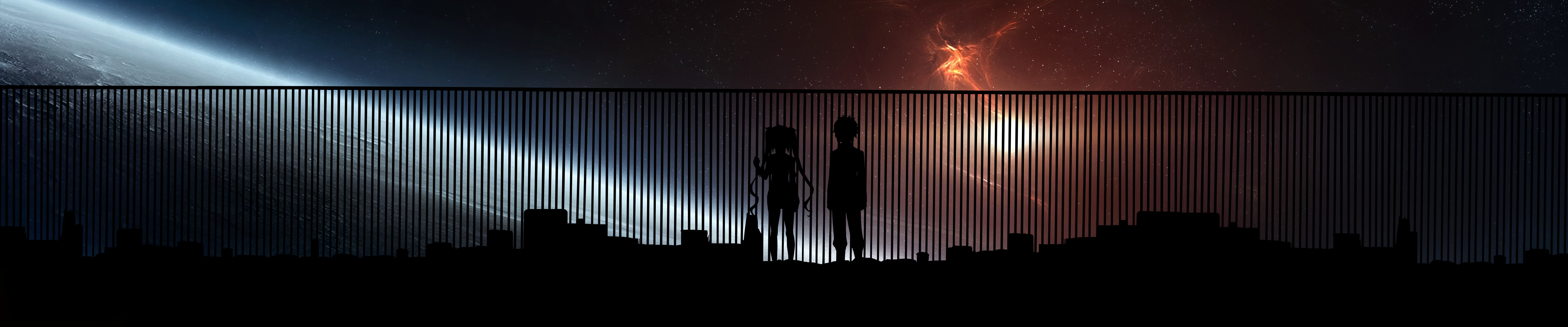 5K, Bell Cranel, Triple Screen, Dungeon Ni Deai Wo Motomeru No Ha Machigatteiru Darou Ka, Hestia, space, Multiple Display, HD Wallpaper