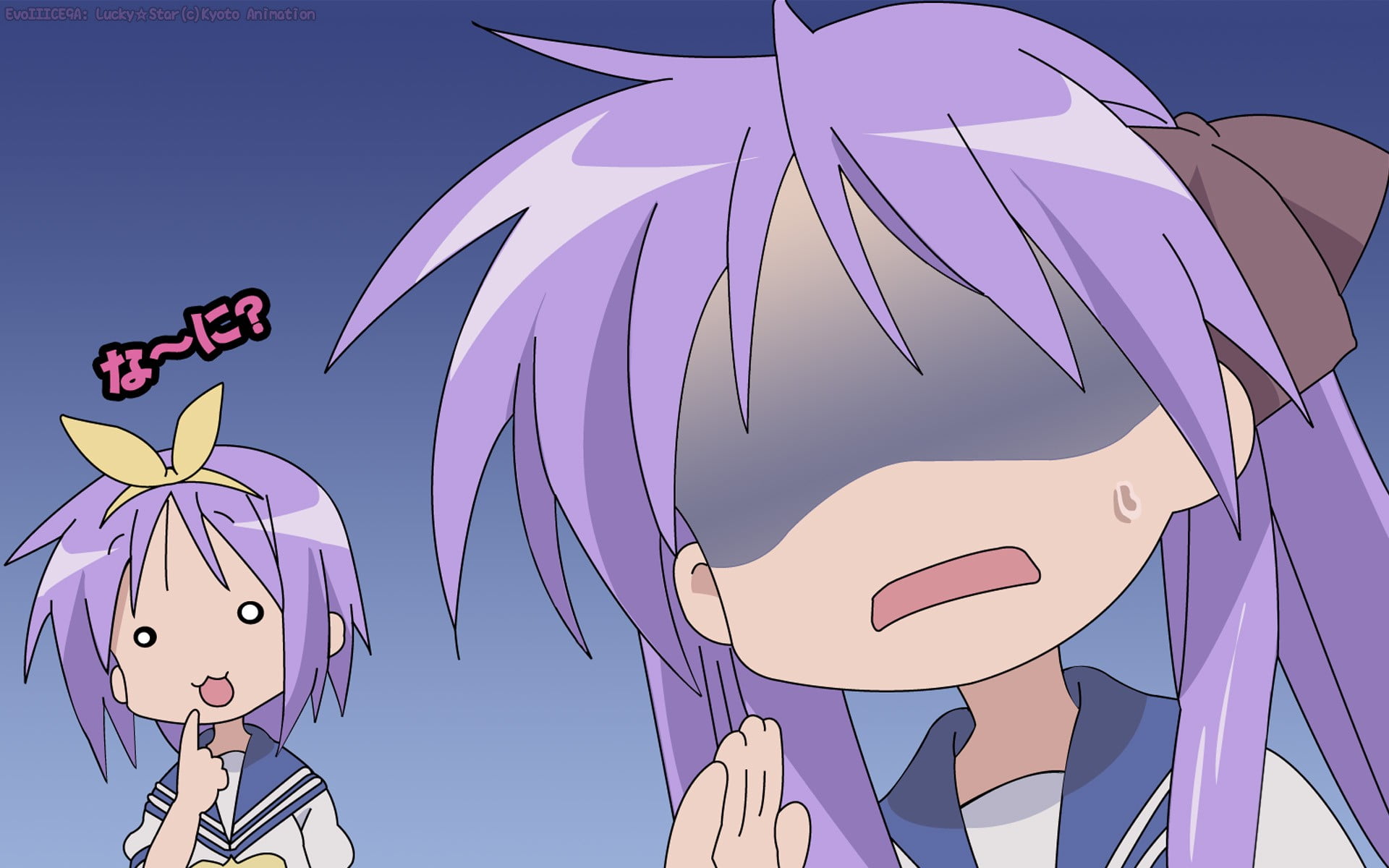 animal themes, purple, pink color, outdoors, art and craft, anime, Lucky Star, multi colored, 1080P, Hiiragi Kagami, nature, low angle view, close-up, HD Wallpaper