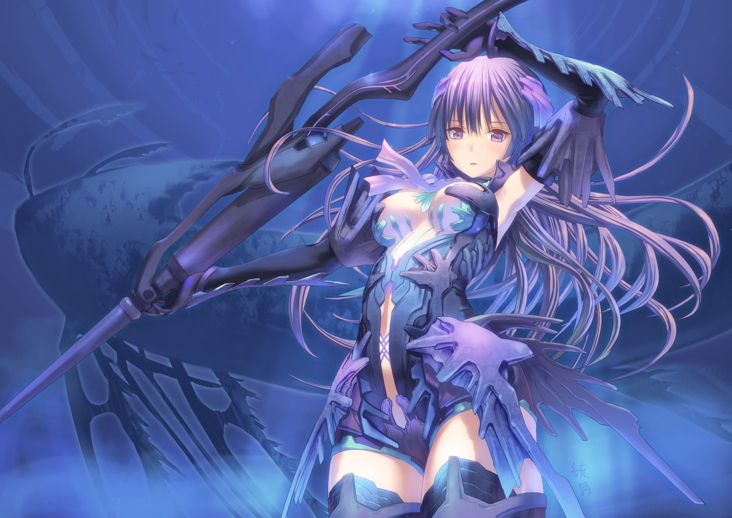sexy, guns, babes, original, clevage, 720P, anime, girl, weapons, sniper, HD Wallpaper