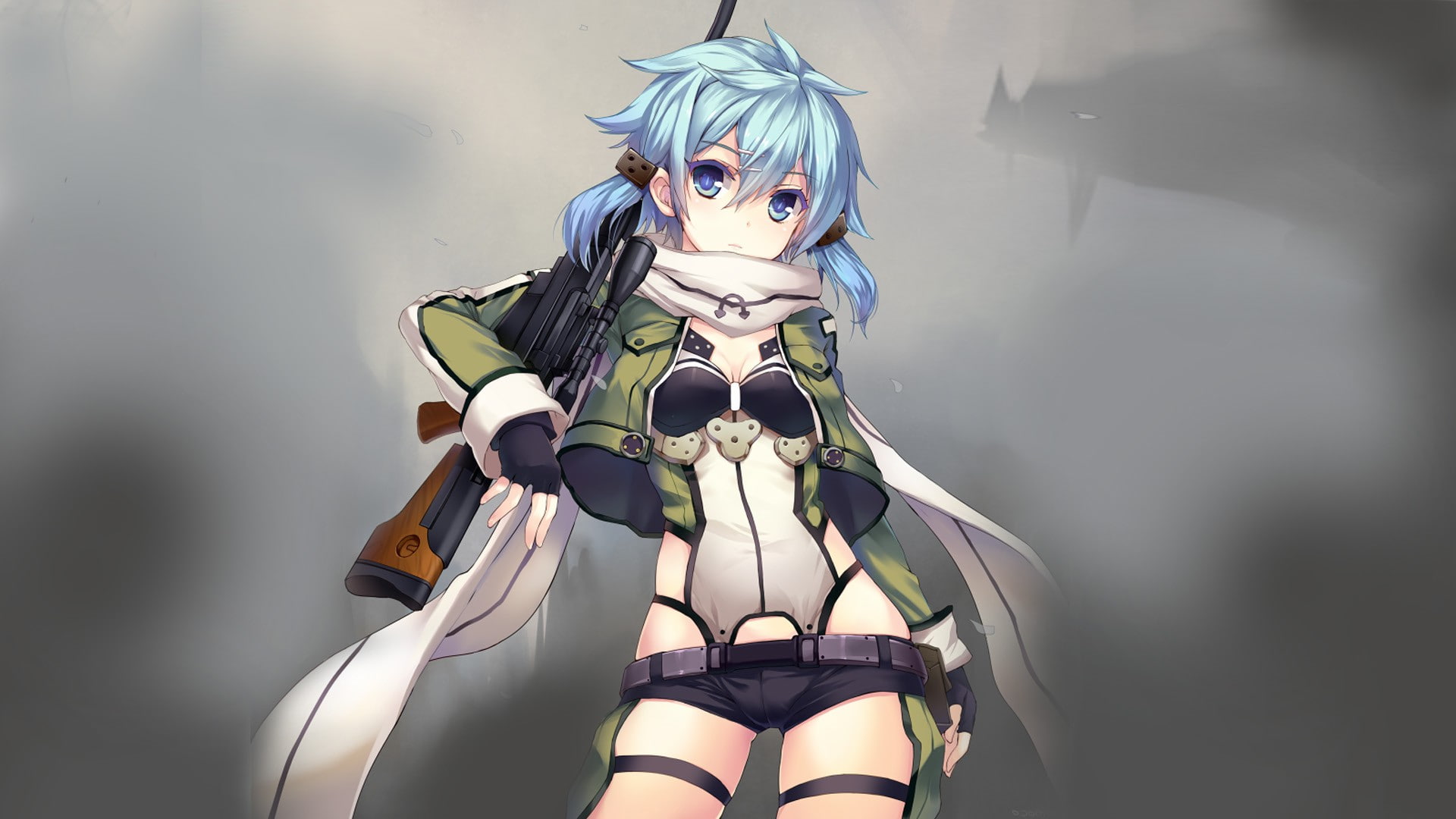 studio shot, 1080P, anime, representation, robot, futuristic, holding, Anime Girls, clothing, portrait, Sword Art Online, indoors, beauty, Asada Shino, HD Wallpaper