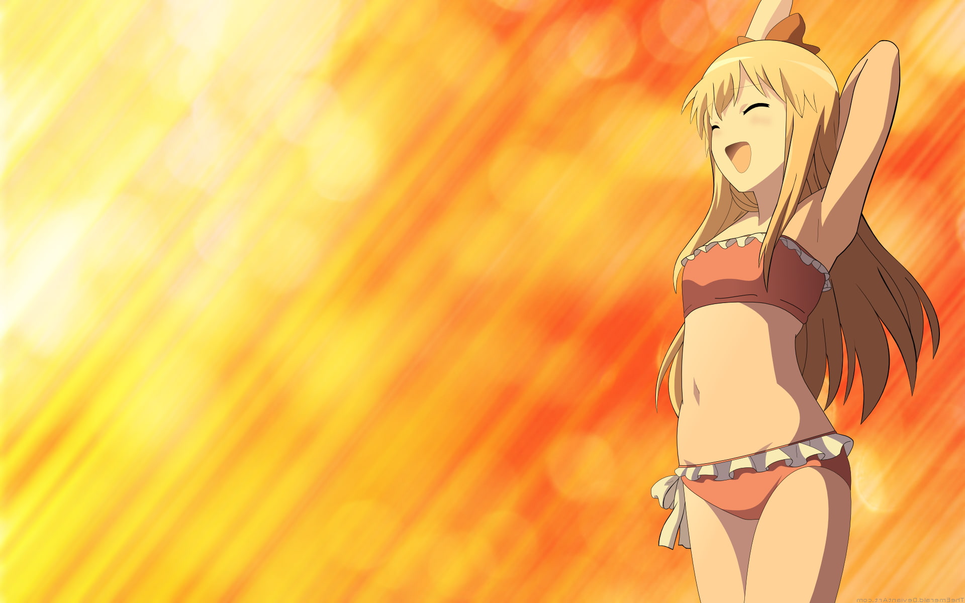 Open Mouth, Toshinou Kyouko, sexy anime, human representation, indoors, copy space, creativity, no people, focus on foreground, close-up, Anime Girls, orange color, HD Wallpaper