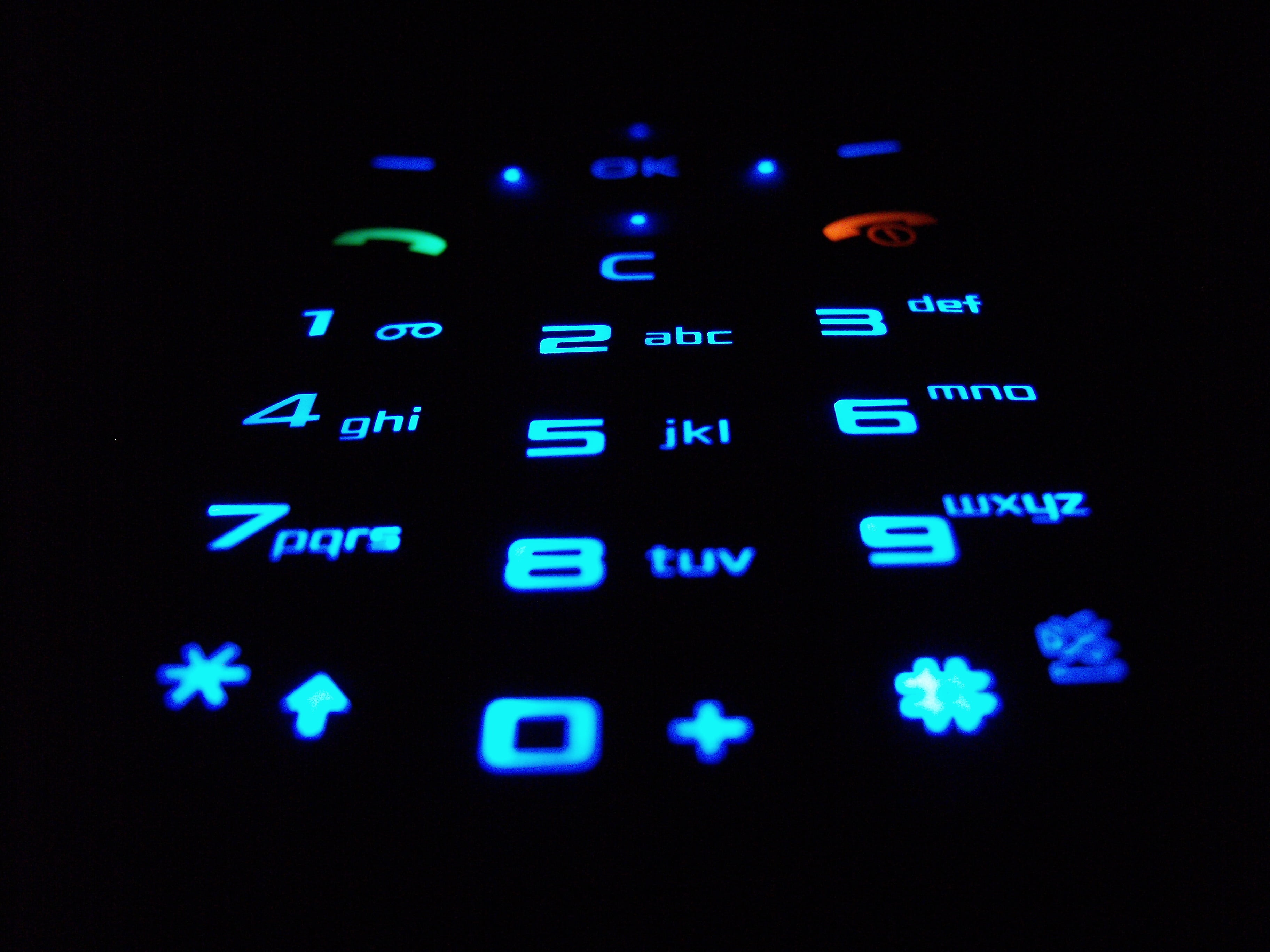 communication, blue, 2K, mobile phone, number, glowing, candybar, western script, mobile, illuminated, message, text, global communications, letter, keyboard, HD Wallpaper