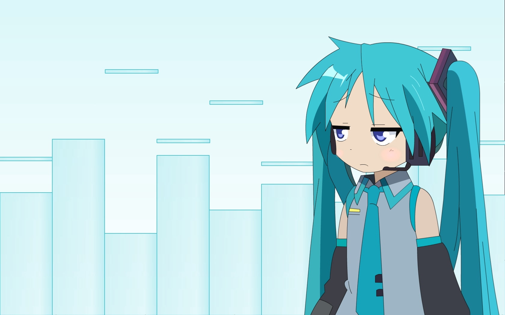 tie, 720P, hatsune miku, hiiragi kagami, lucky star, vocaloid, headphones, HD Wallpaper