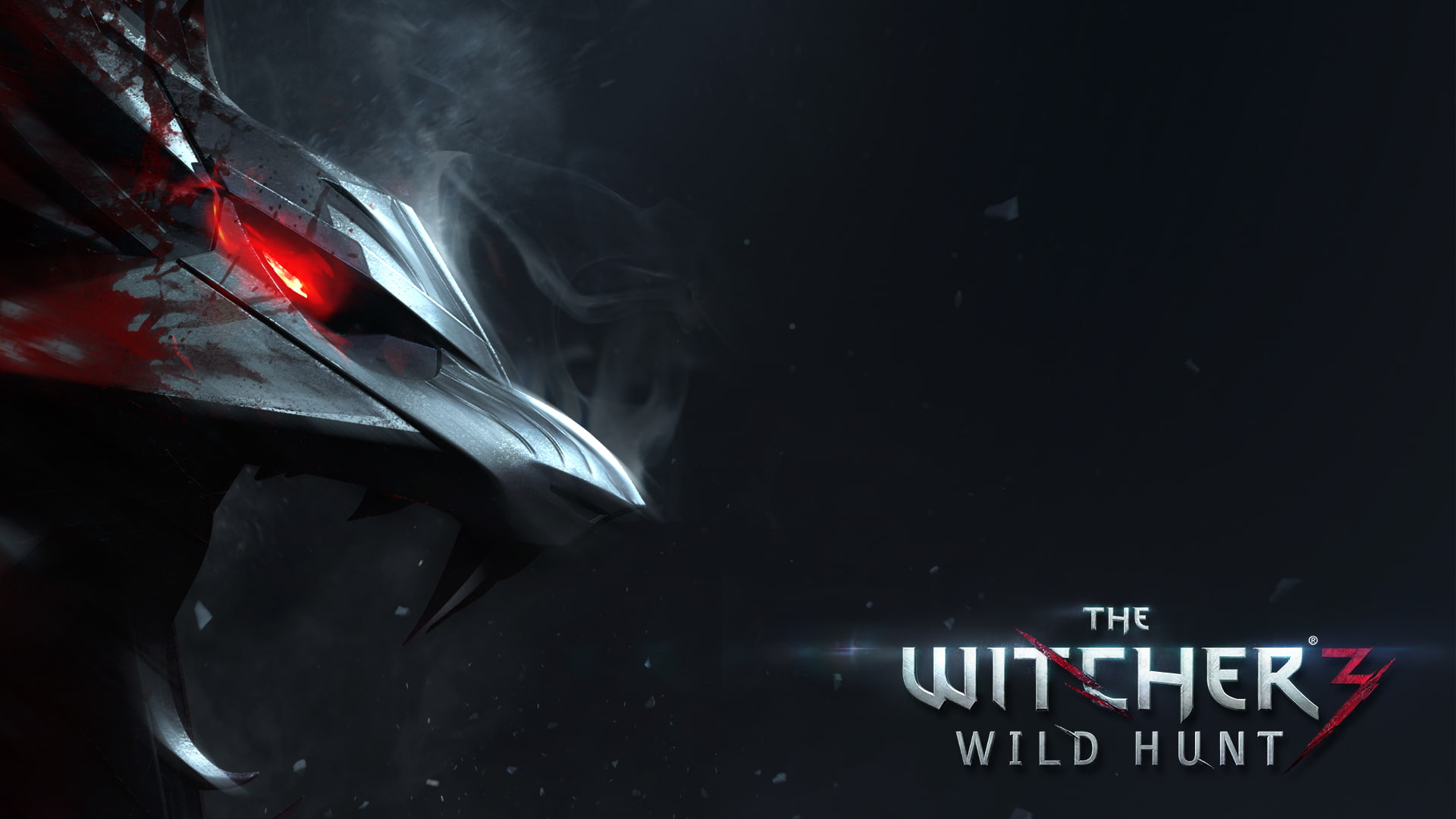black background, CRPG, red eyes, CD project, Mirow game, Ведьма3: wild hunt, Wolf, fangs, The Witcher 3: Wild Hunt, the inscription, couples., blood, A single player game, HD Wallpaper
