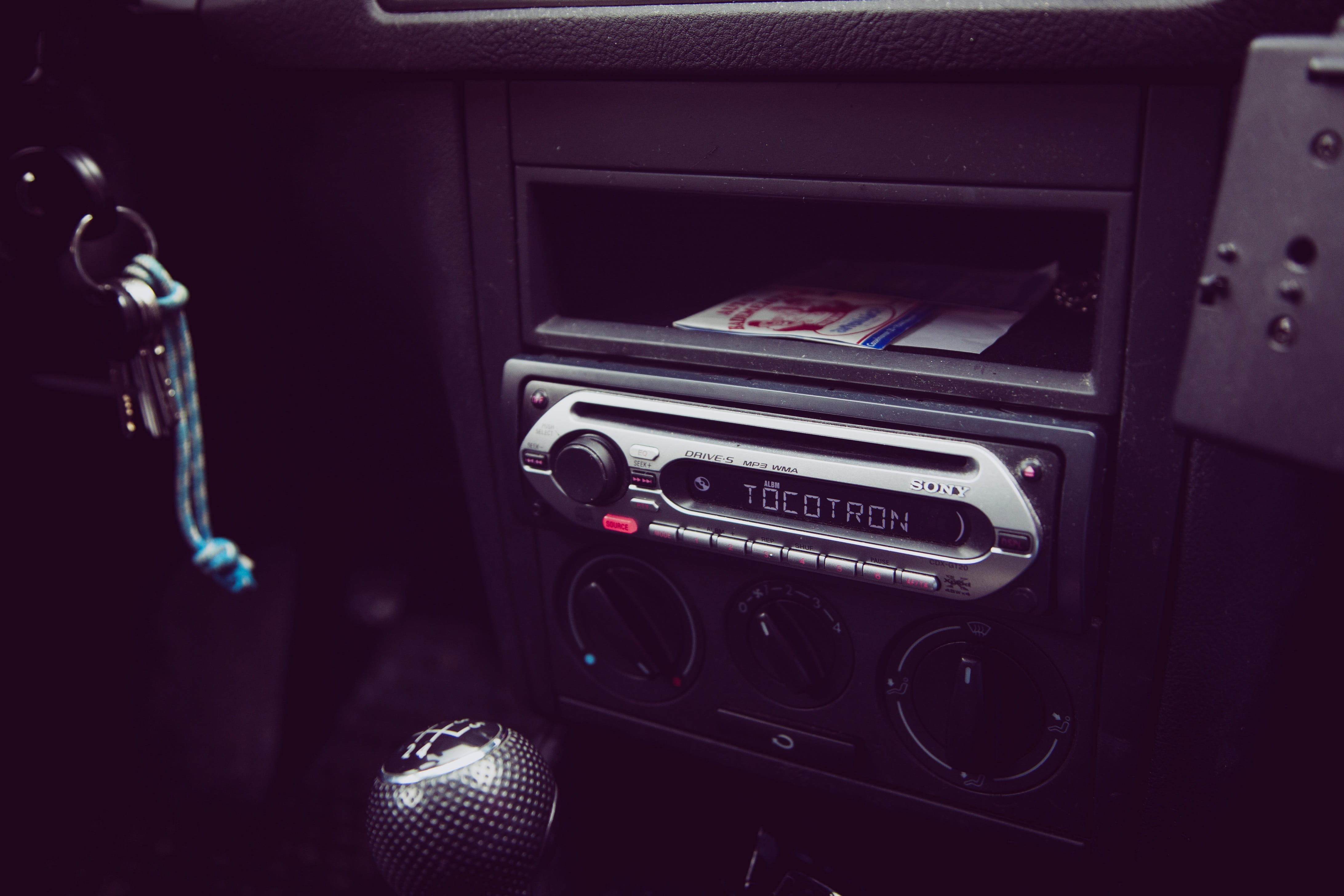 black, Dashboard, fittings, Autoradio, car, keys, cd player, Music, analog, radio, old-fashioned, old, black color, technology, machinery, close-up, arts culture and entertainment, HD Wallpaper
