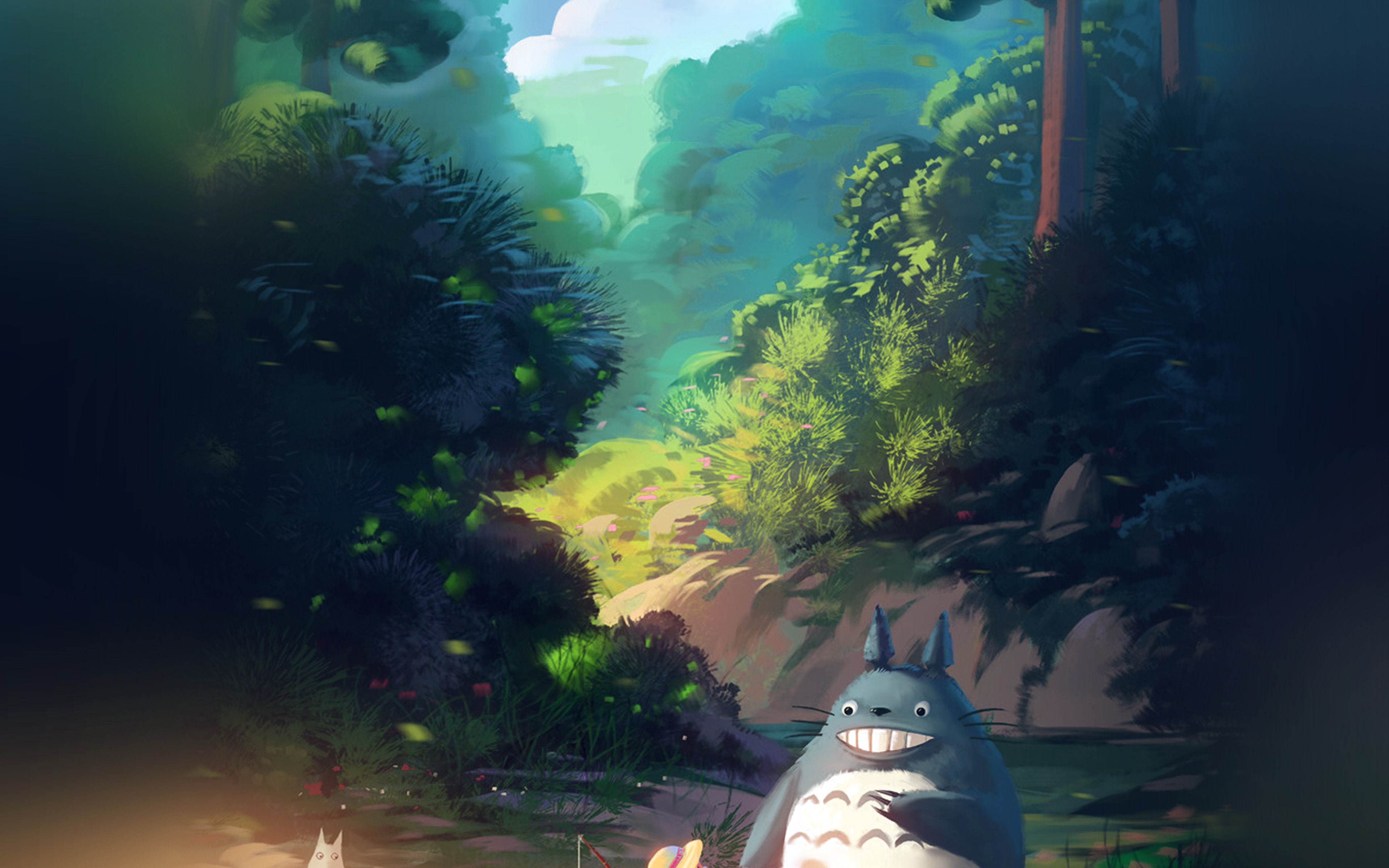 anime, 4K, liang, art, blue, totoro, illustration, xing, HD Wallpaper