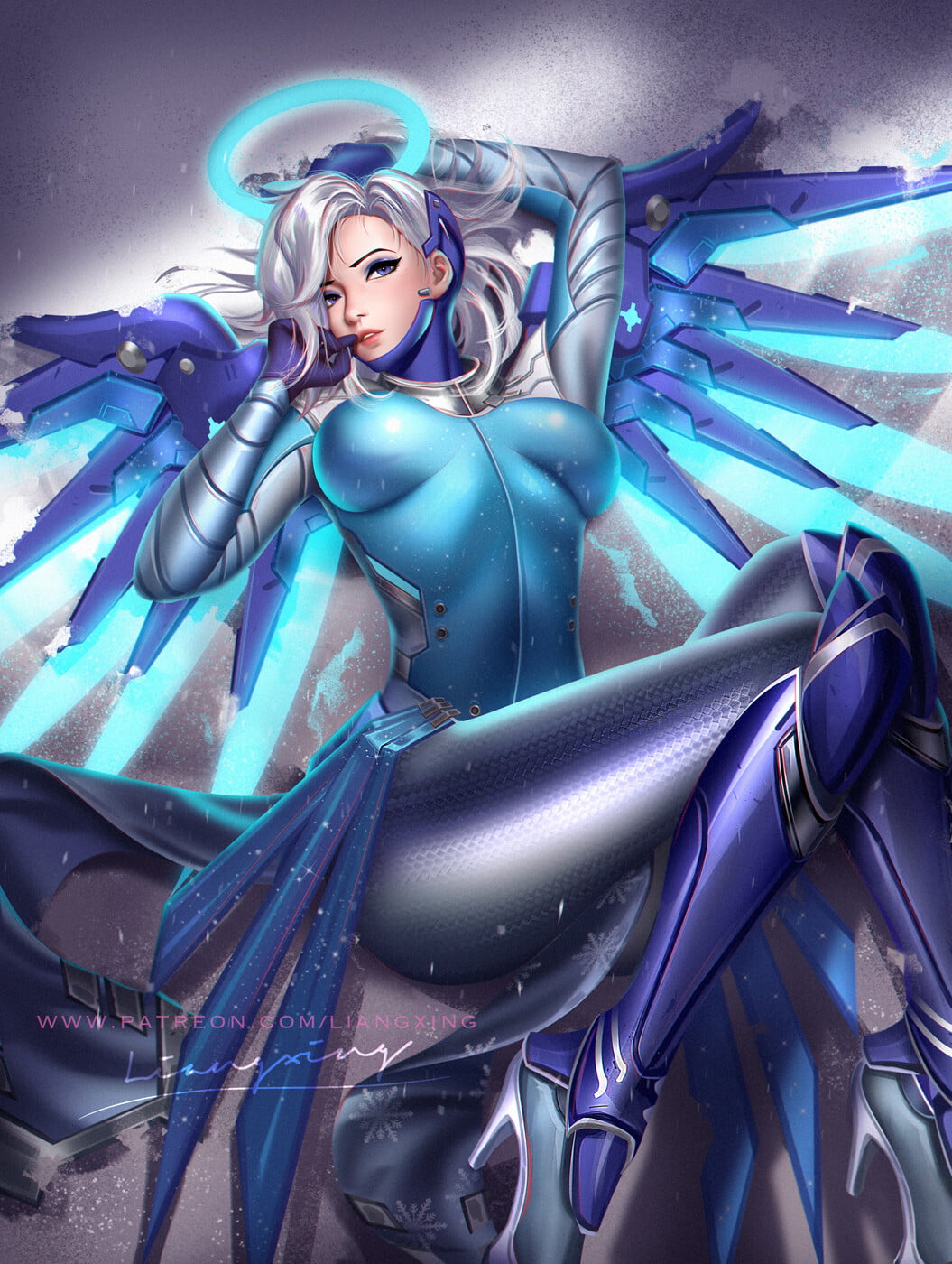 Mercy (Overwatch), 720P, Liang Xing, anime girls, Phone HD Wallpaper