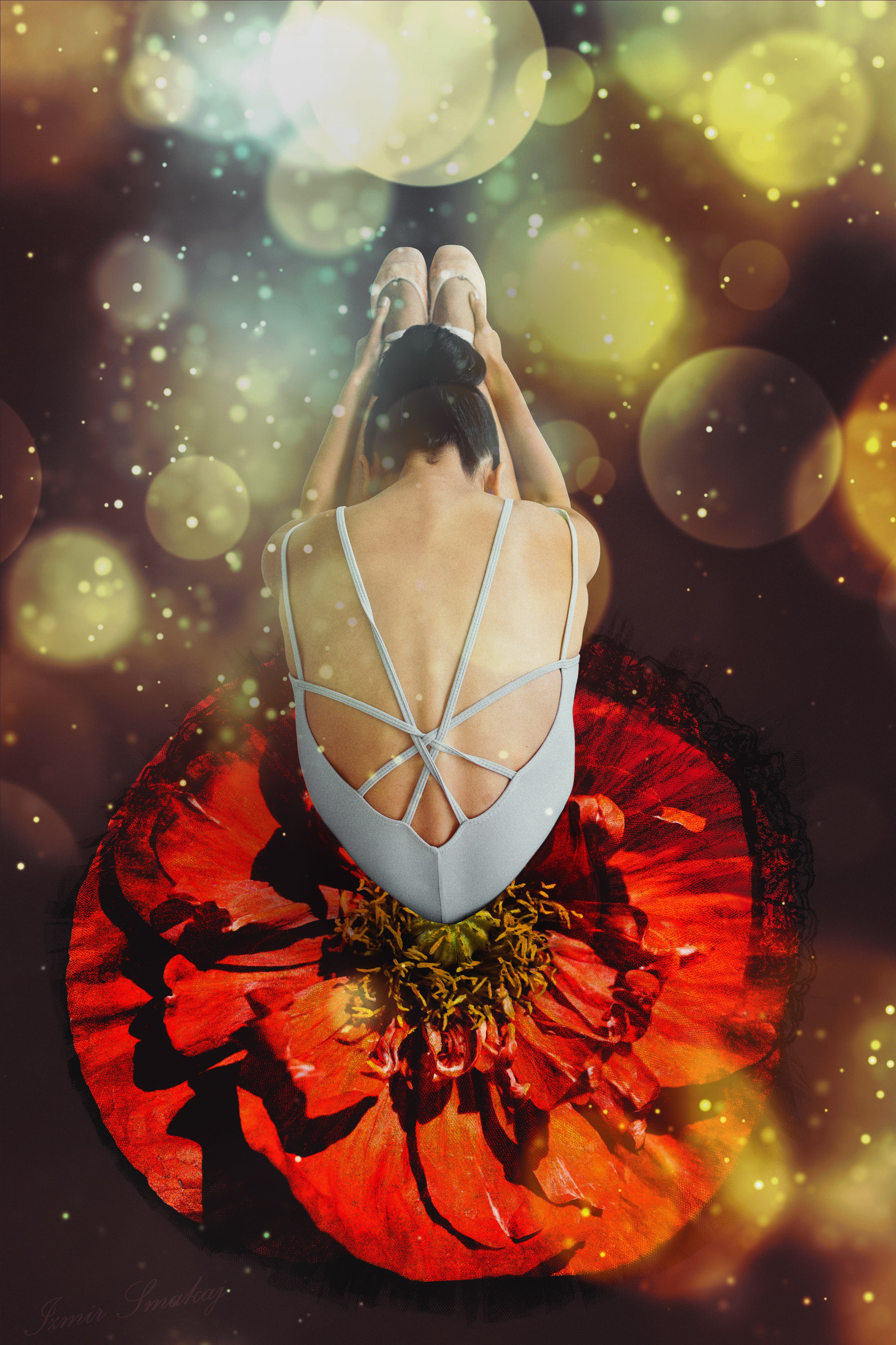 gymnast, 4K, ballerina, floral, balet, bokeh, dancer, Phone HD Wallpaper