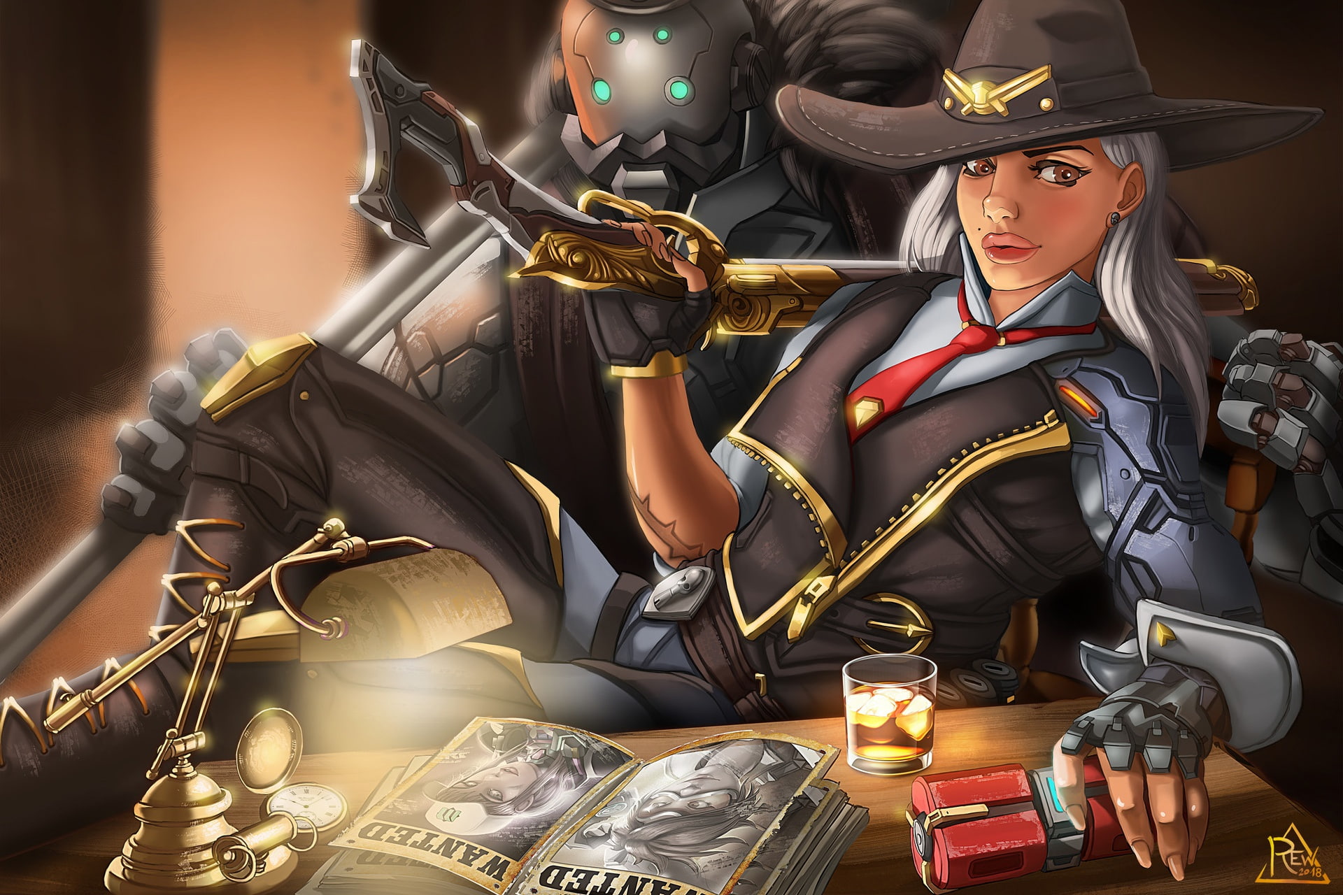 Face, Game Art, Elizabeth Caledonia Ash, Calamity, BOB, Overwatch, REW, by REW, Art, Elizabeth Caledonia Ashe, Blizzard, 1080P, B.O.B., Eyes, Game, Ashe, HD Wallpaper