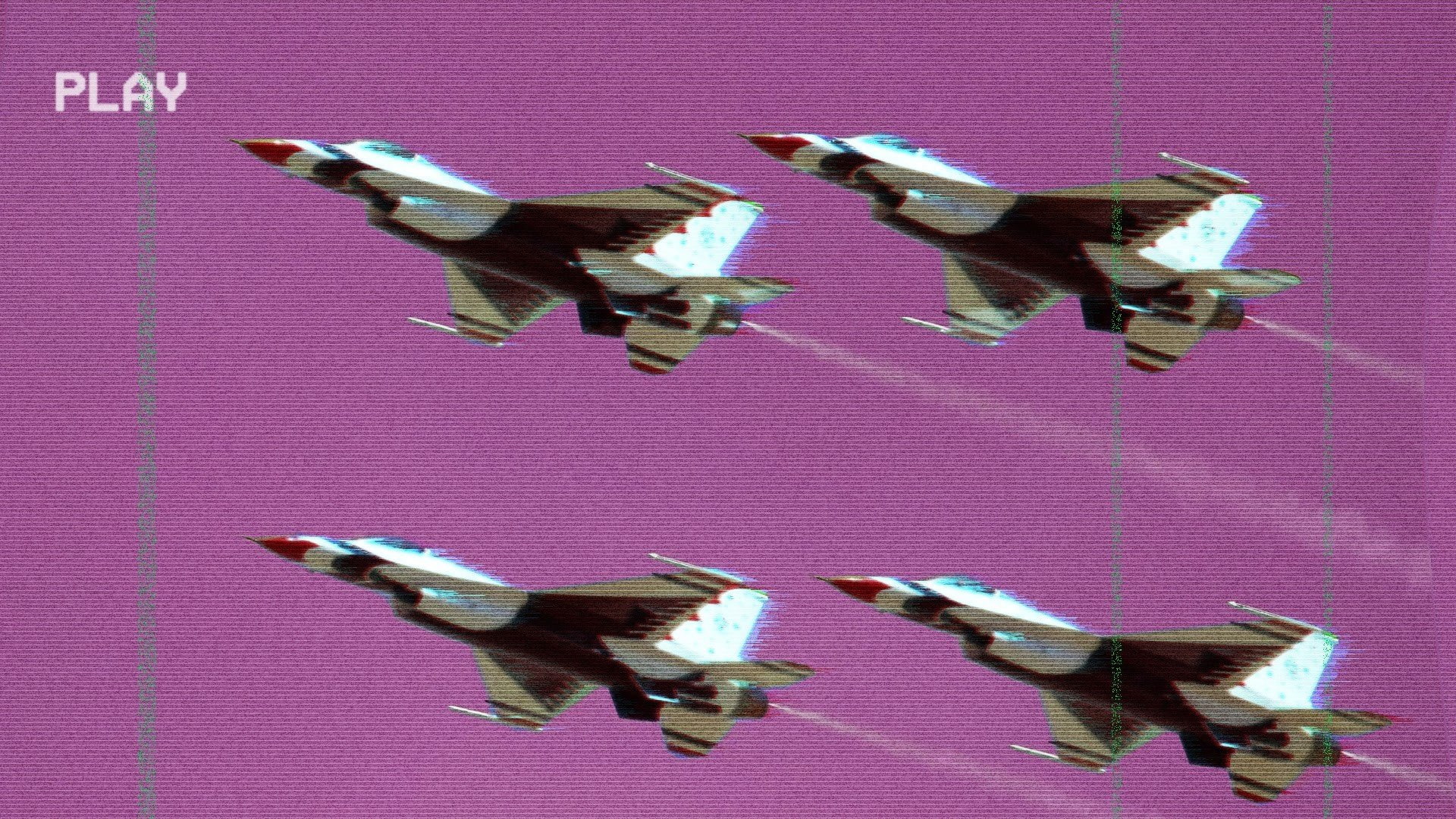 1920x1080 px, VHS, vaporwave, glitch Art, 1080P, General Dynamics F, aircraft, Multirole fighter, HD Wallpaper