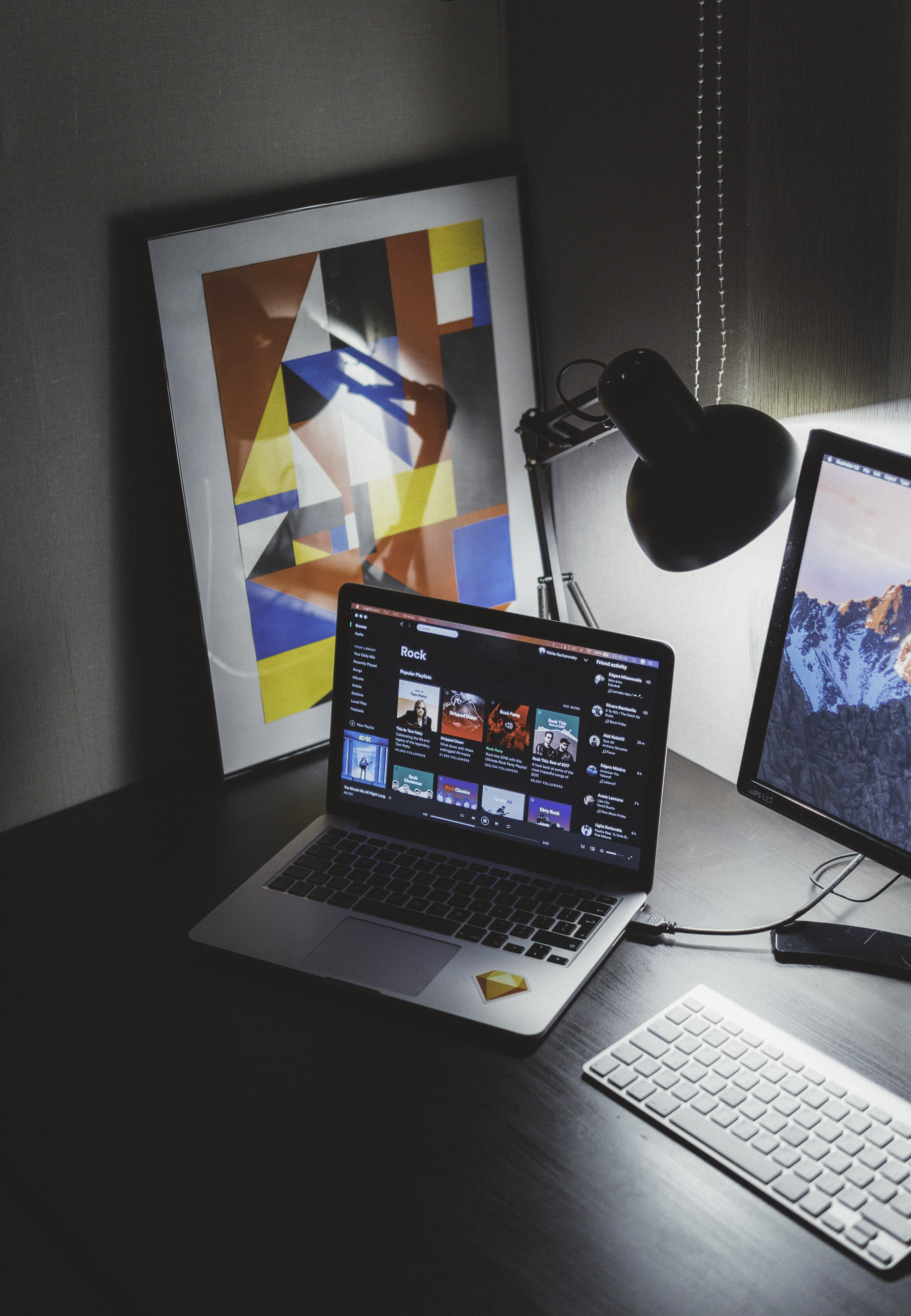table, macbook, laptop, keyboard, computer, tech, 5K, portable information device, pro, beside, art, technology, screen, wireless technology, furniture, Phone HD Wallpaper