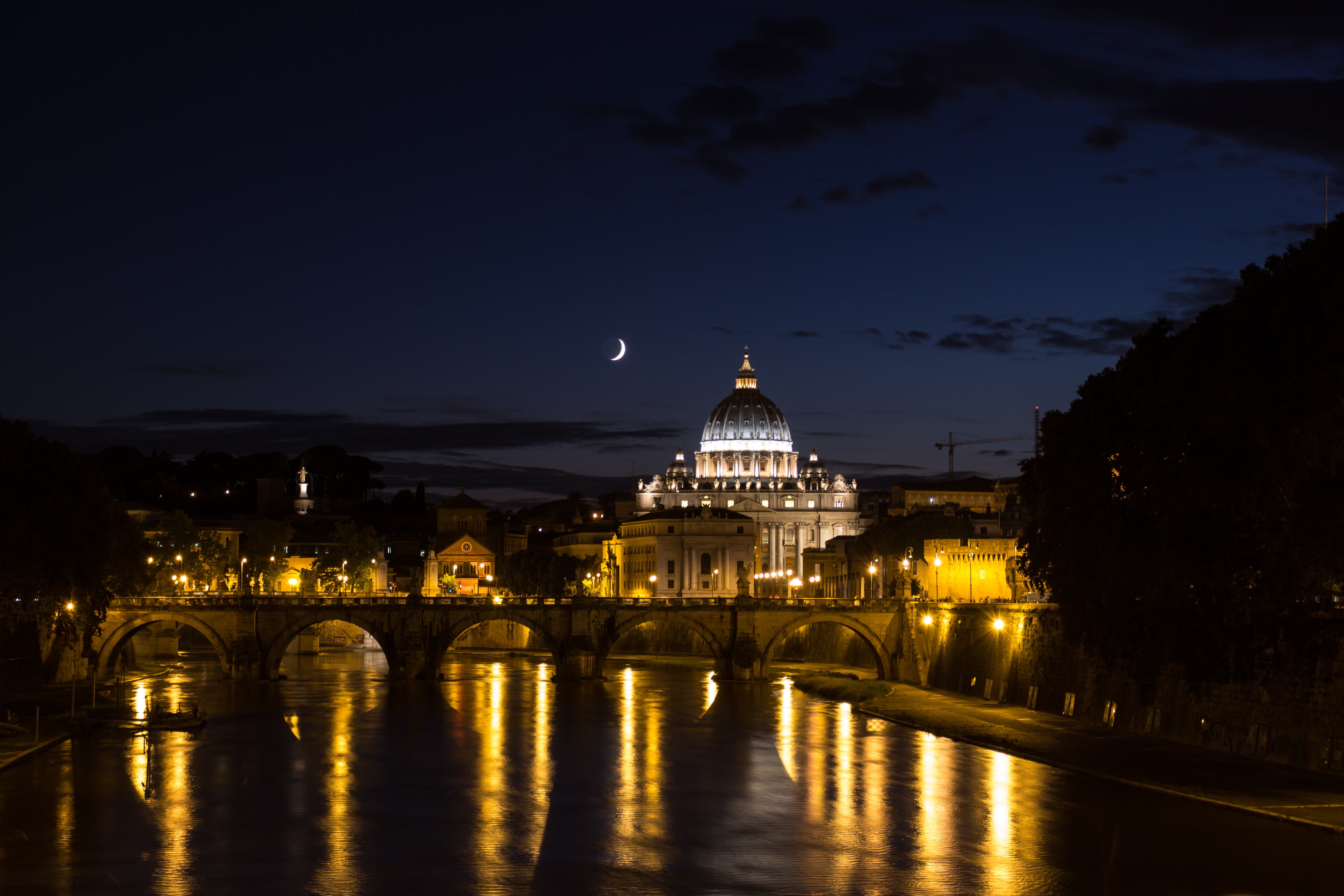 dark, night sky, bridge - man made structure, river, lighting, bridge, historically, travel destinations, architecture, history, no people, old bridge, HD Wallpaper