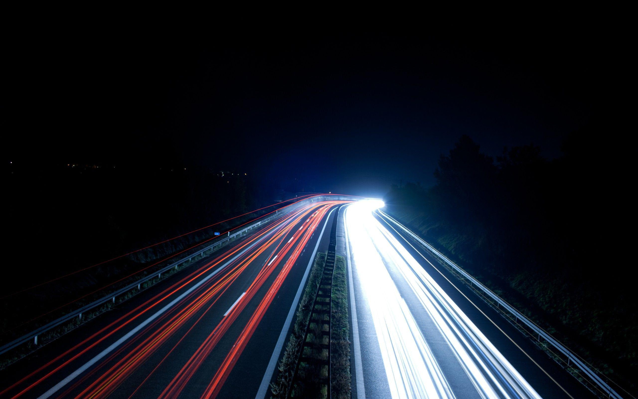night, time, 2560x1600, photography, 2K, road, photo, light, highway, lapse, HD Wallpaper
