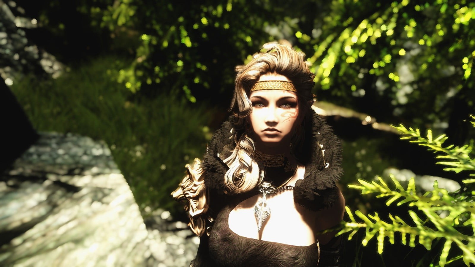 young adult, nature, men, women, day, The Elder Scrolls V: Skyrim, top, 720P, contemplation, plant, portrait, hairstyle, s, beautiful woman, leisure activity, HD Wallpaper