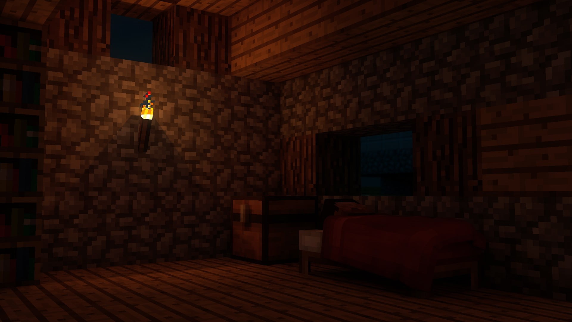 bed, built structure, wall - building feature, electric lamp, 1080P, sconce, absence, building, electric, red, seat, wall, brown, house, light, HD Wallpaper