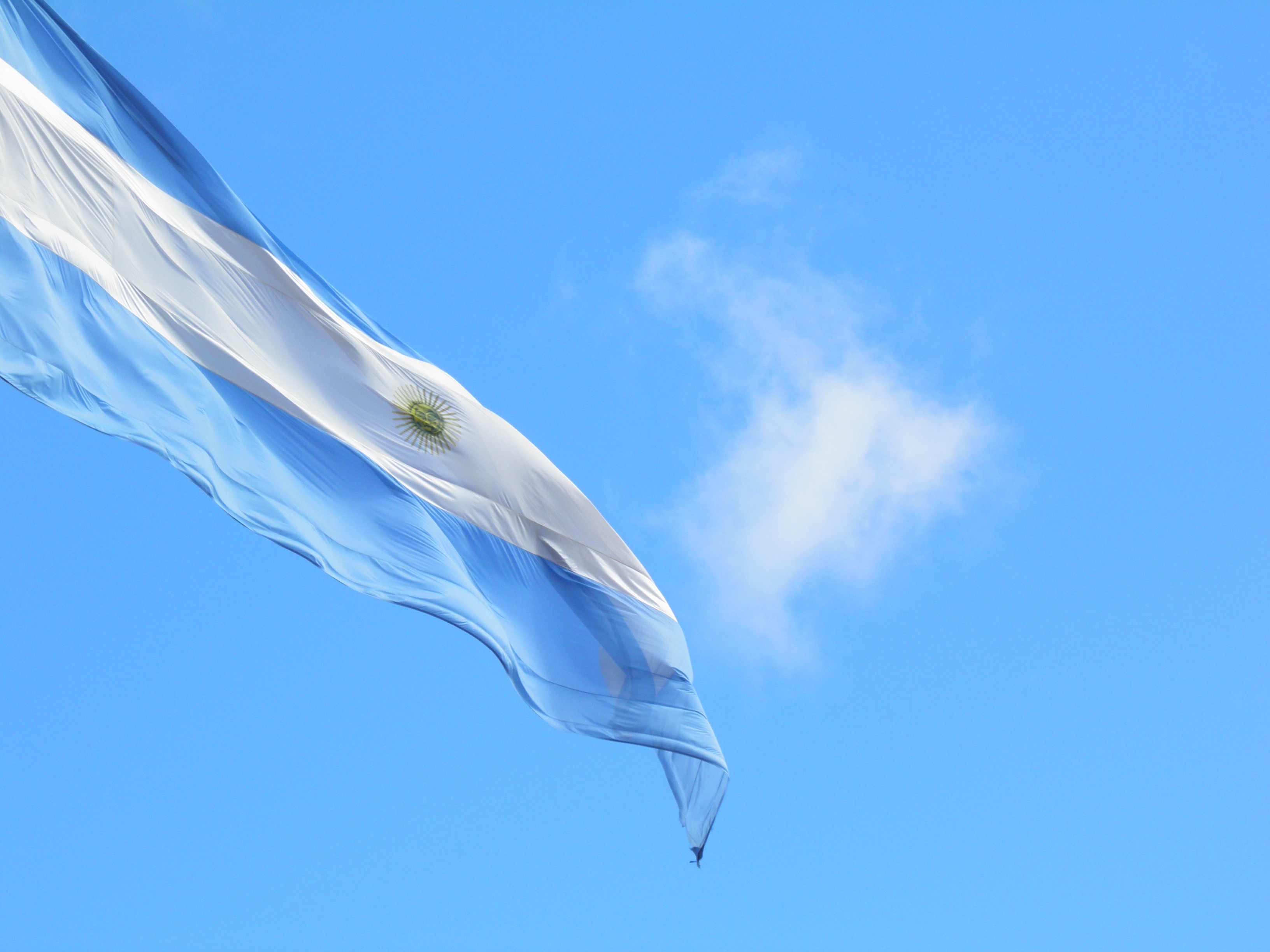 shape, wind, blue, celeste, flag, motion, copy space, nature, directly below, low angle view, transparent, sunlight, 2K, white color, argentina, mid-air, HD Wallpaper