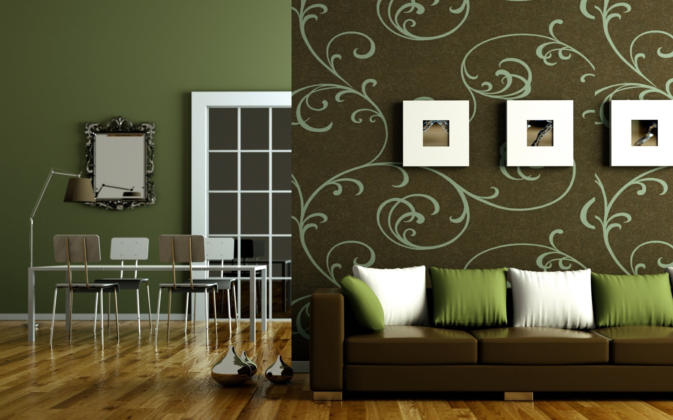 armchair, green, apartment, sofa, luxury, brown, decoration, home, house, 2K, white, living Room, photo, wall - Building Feature, modern, chair, no People, HD Wallpaper