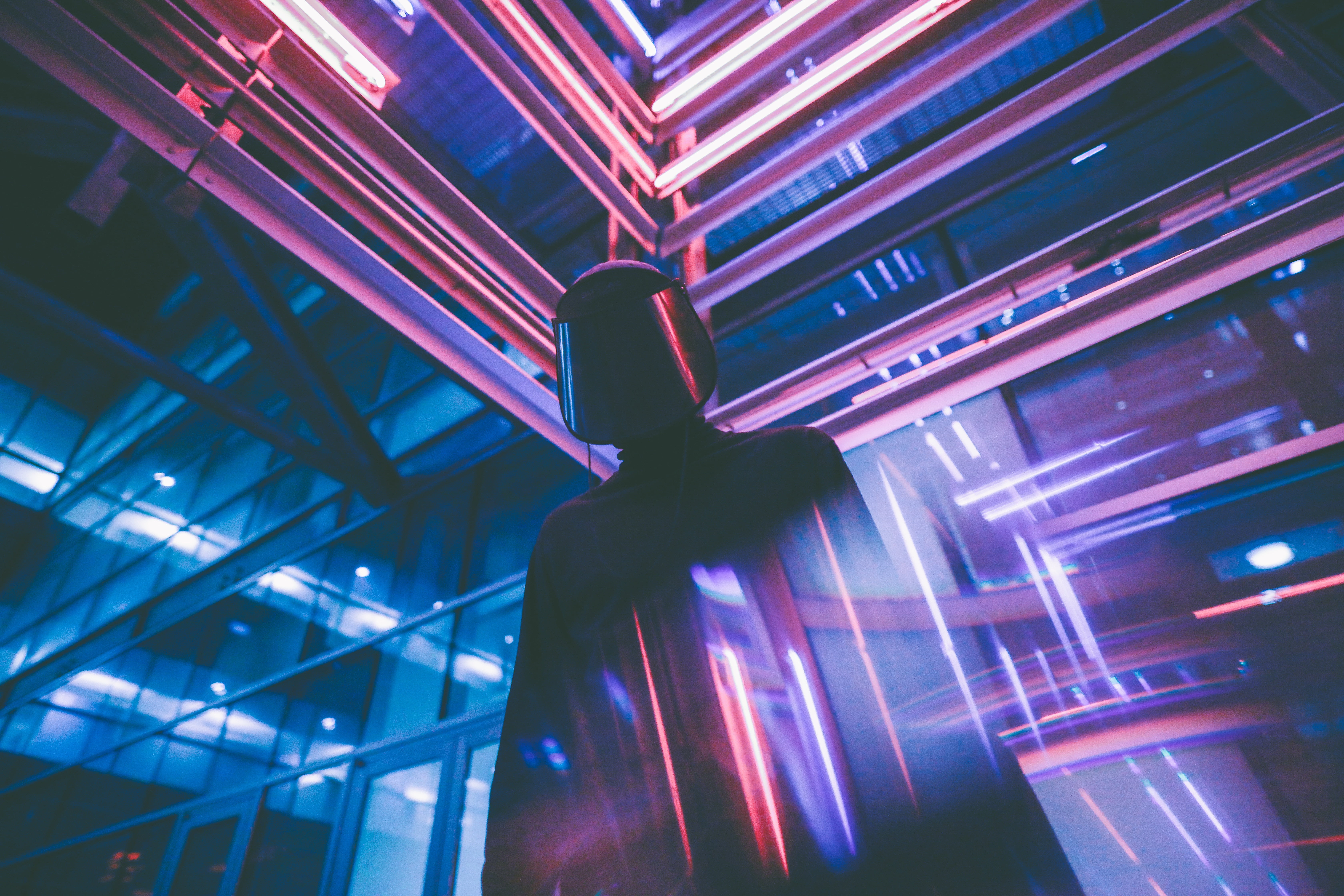 built Structure, abstract, architecture, fluorescent light, wearing, light, man, men, ceiling, no people, people, business, neon, electricity, low angle view, HD Wallpaper